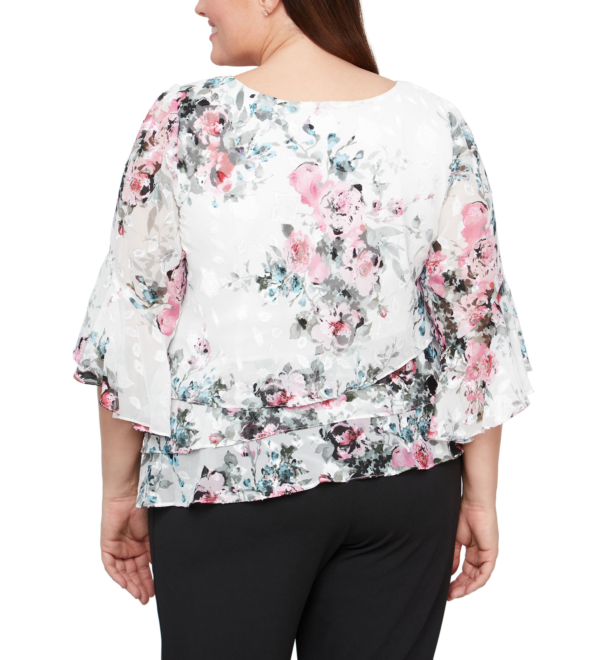 Plus Size 3/4 Sleeve Printed Blouse