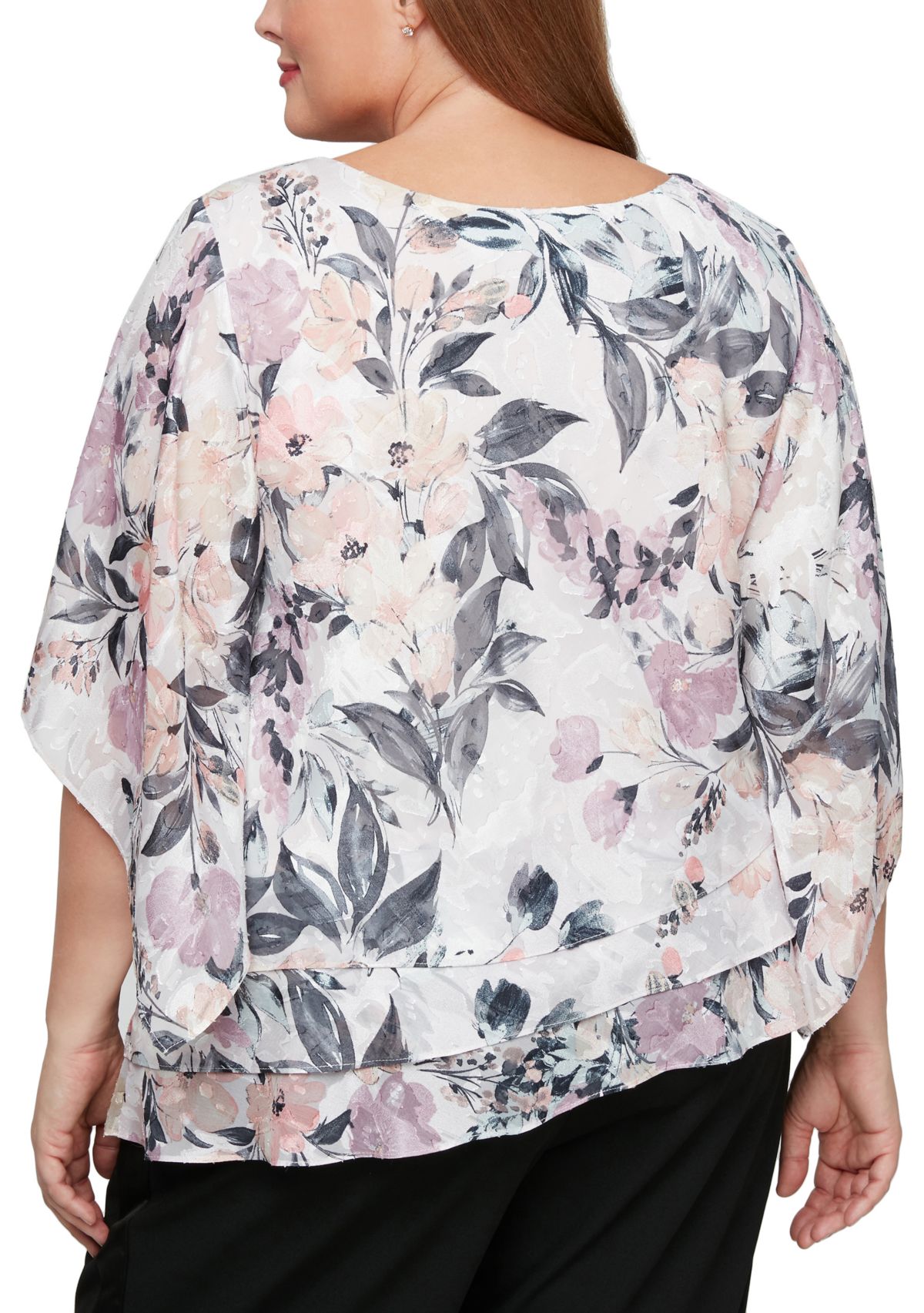 Plus Size 3/4 Sleeve Printed Blouse