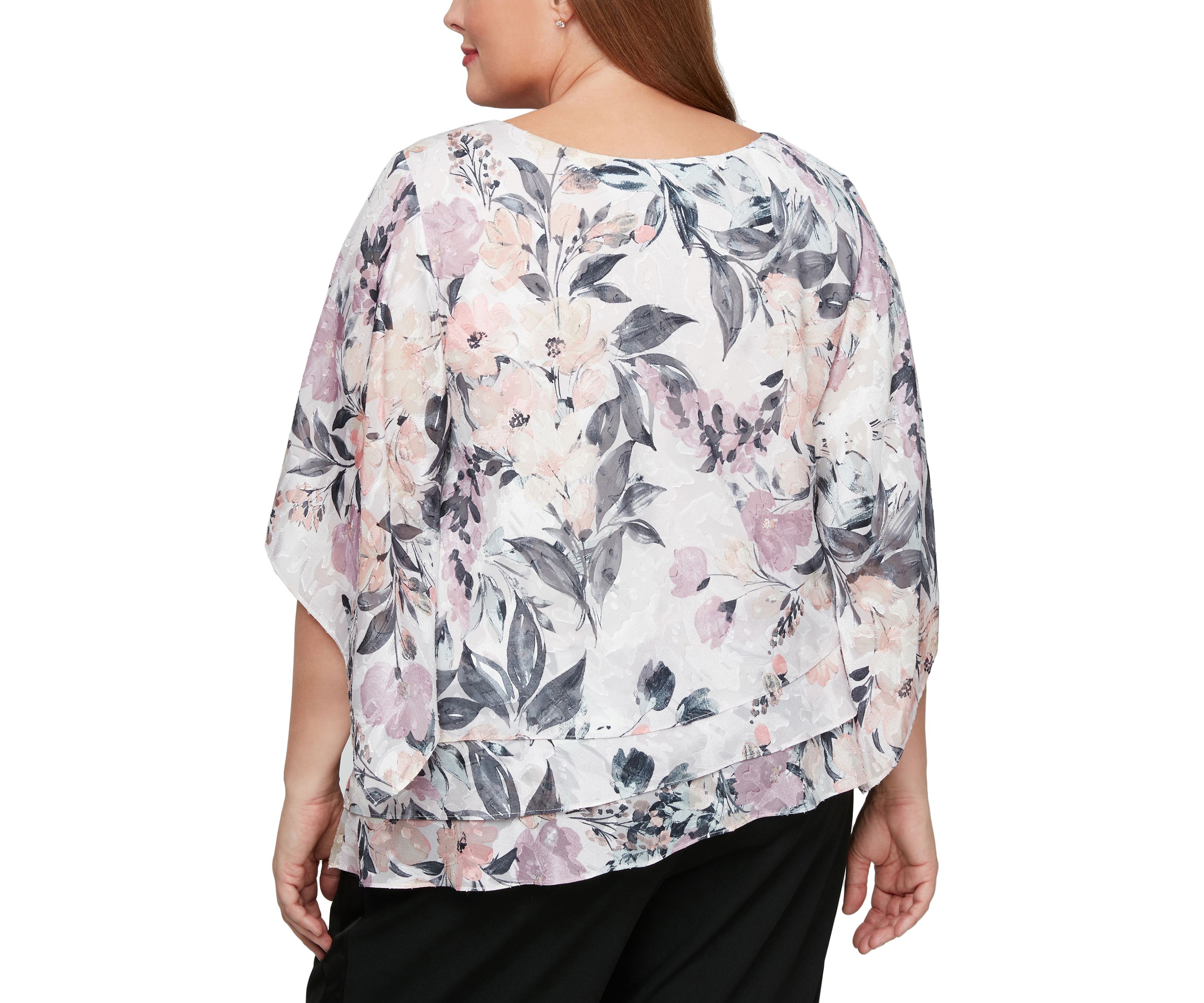 Plus Size 3/4 Sleeve Printed Blouse