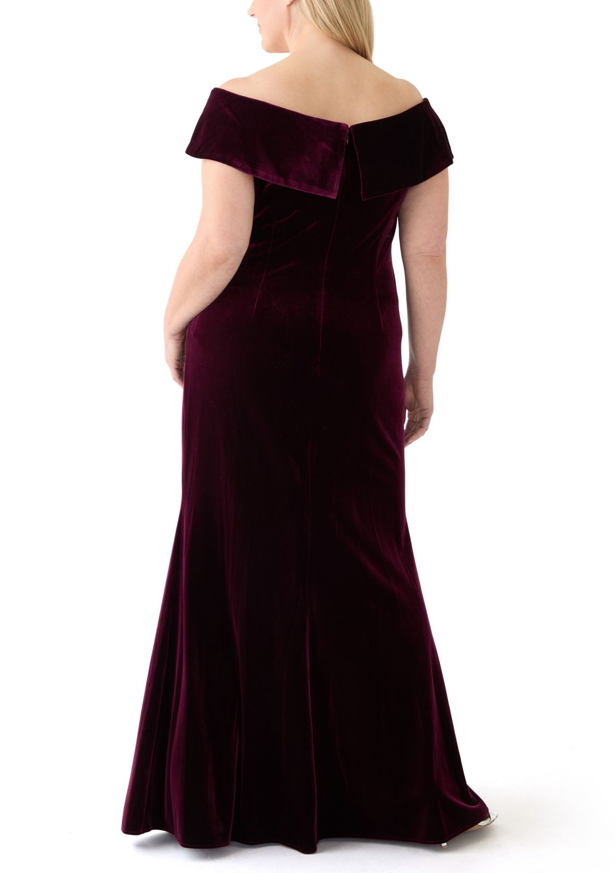 Plus Size Long Off the Shoulder Fit and Flare Gown