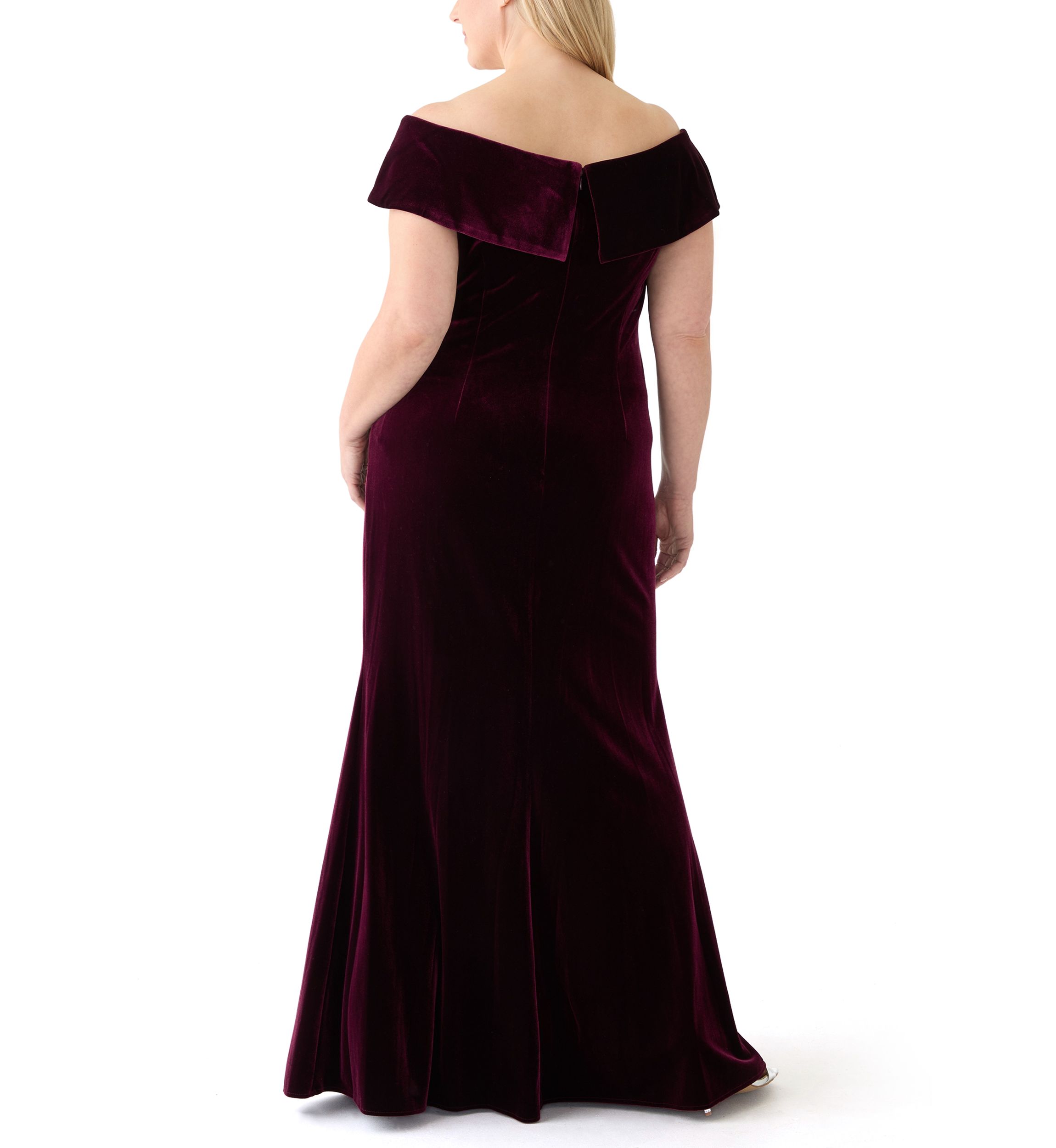 Plus Size Long Off the Shoulder Fit and Flare Gown