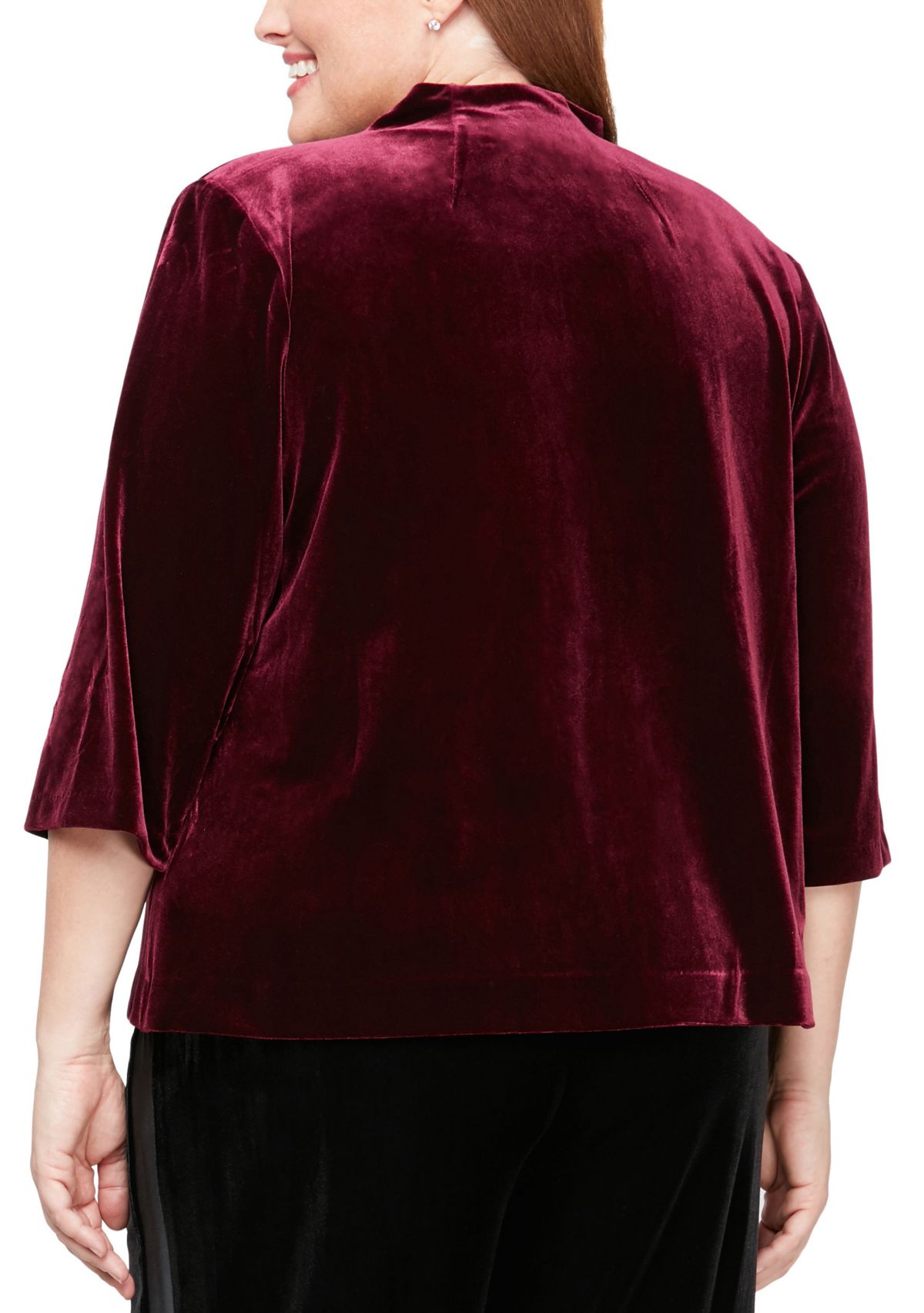 Plus Size 3/4 Sleeve Blouse with Asymmetric Pointed Hem