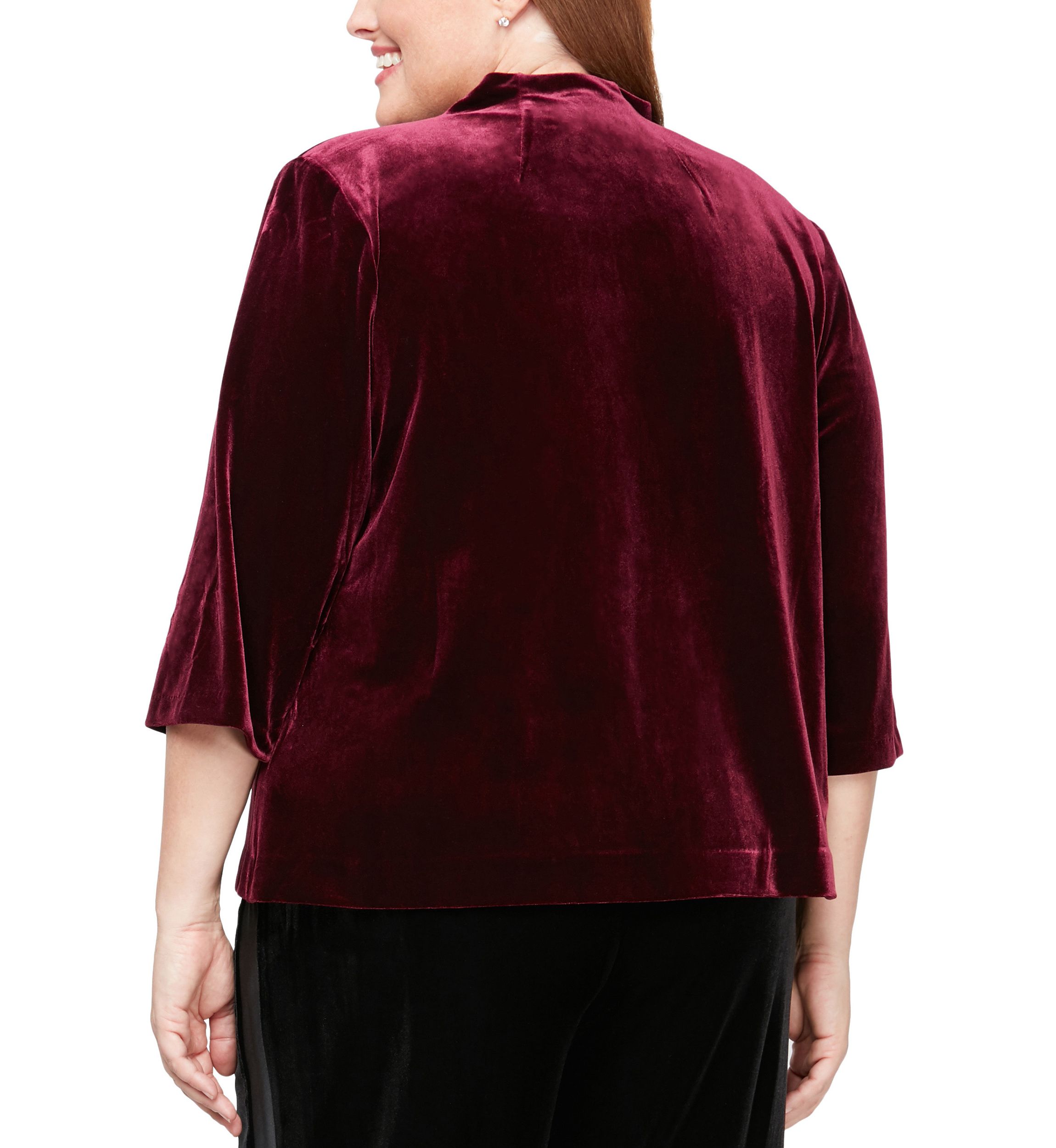 Plus Size 3/4 Sleeve Blouse with Asymmetric Pointed Hem