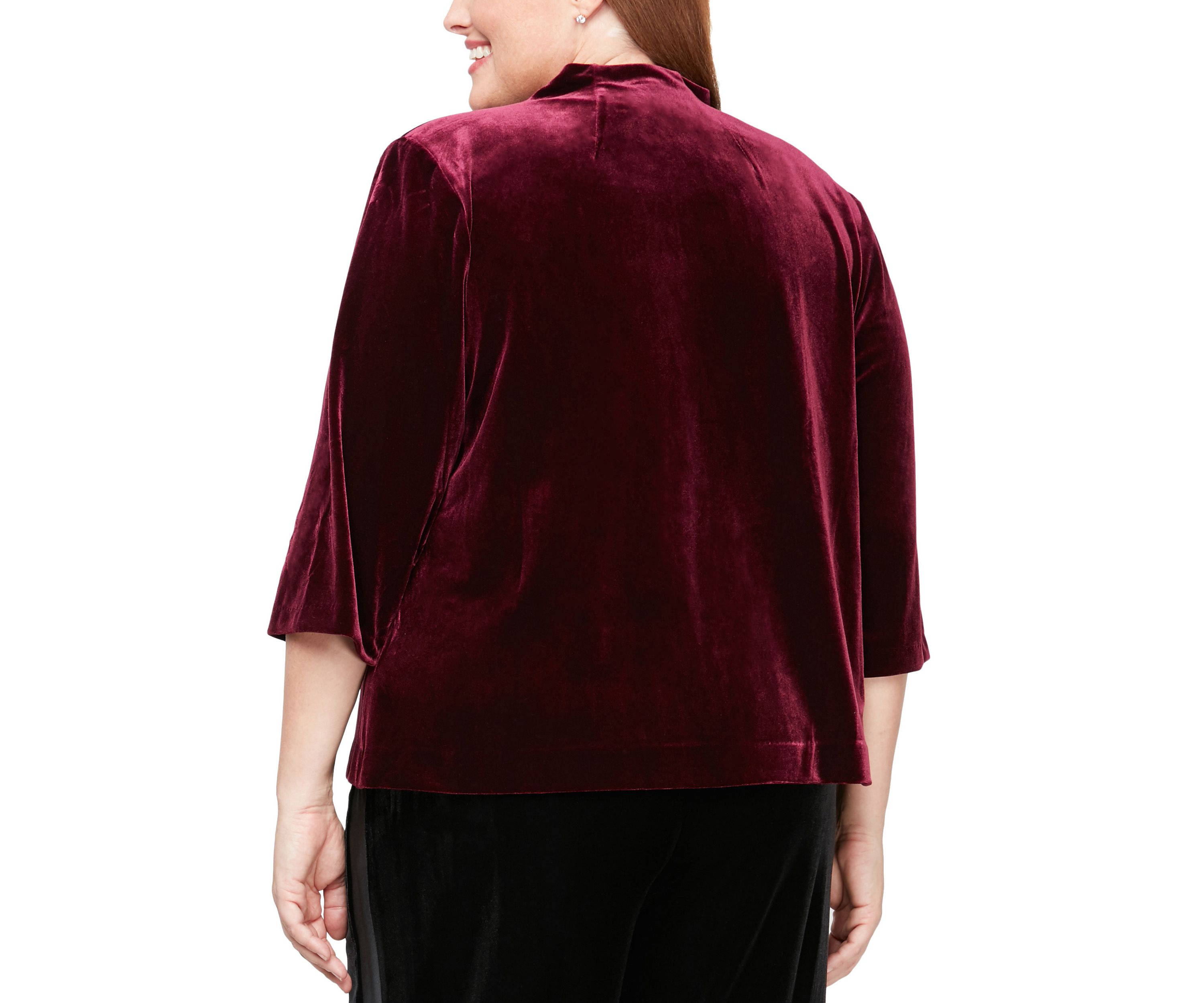 Plus Size 3/4 Sleeve Blouse with Asymmetric Pointed Hem