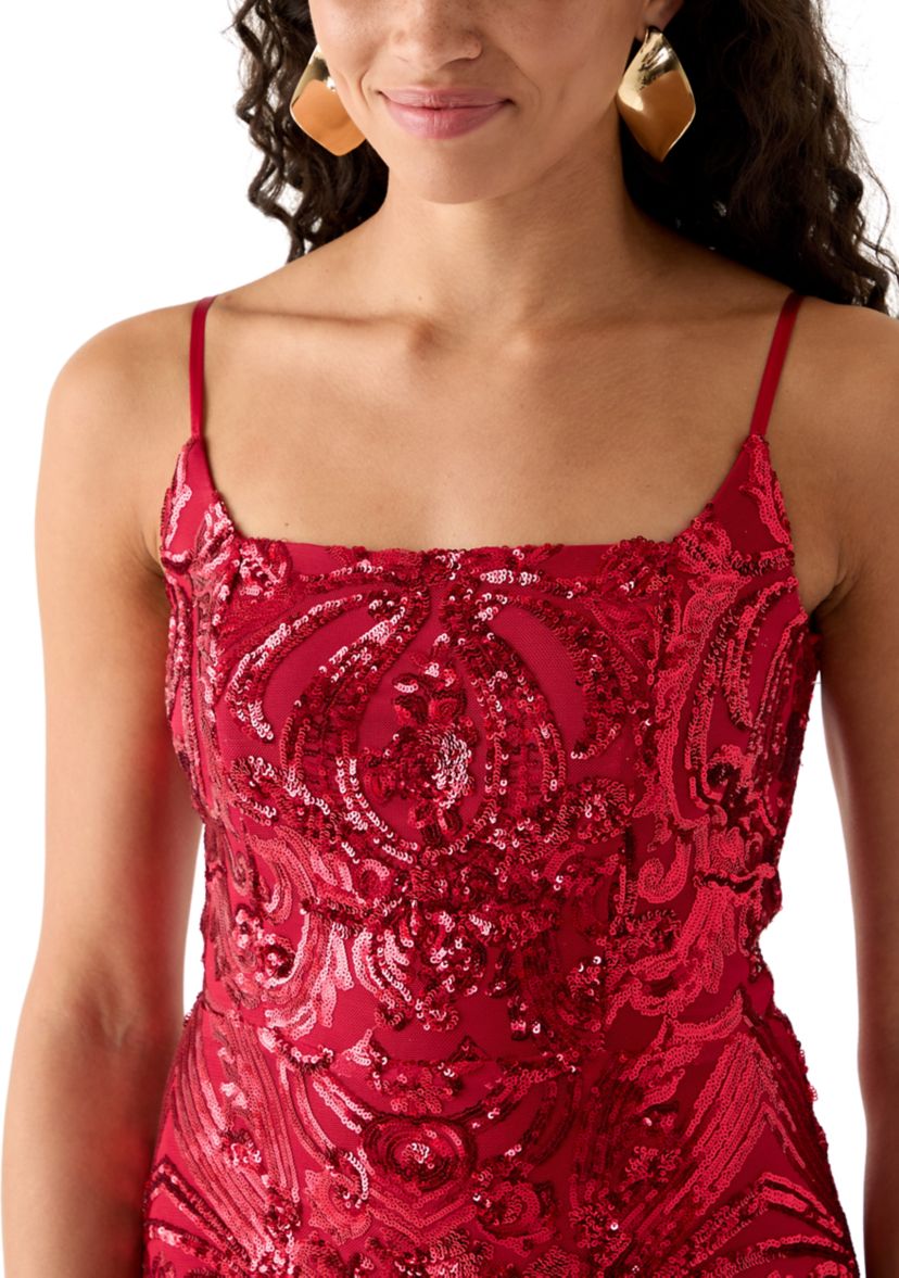 Womens Spaghetti Strap Square Neck Short Fitted Dress 