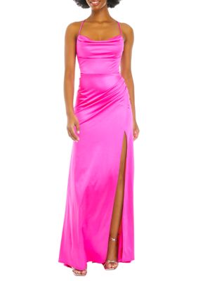 Women's Cowl Neck Satin Slim Gown