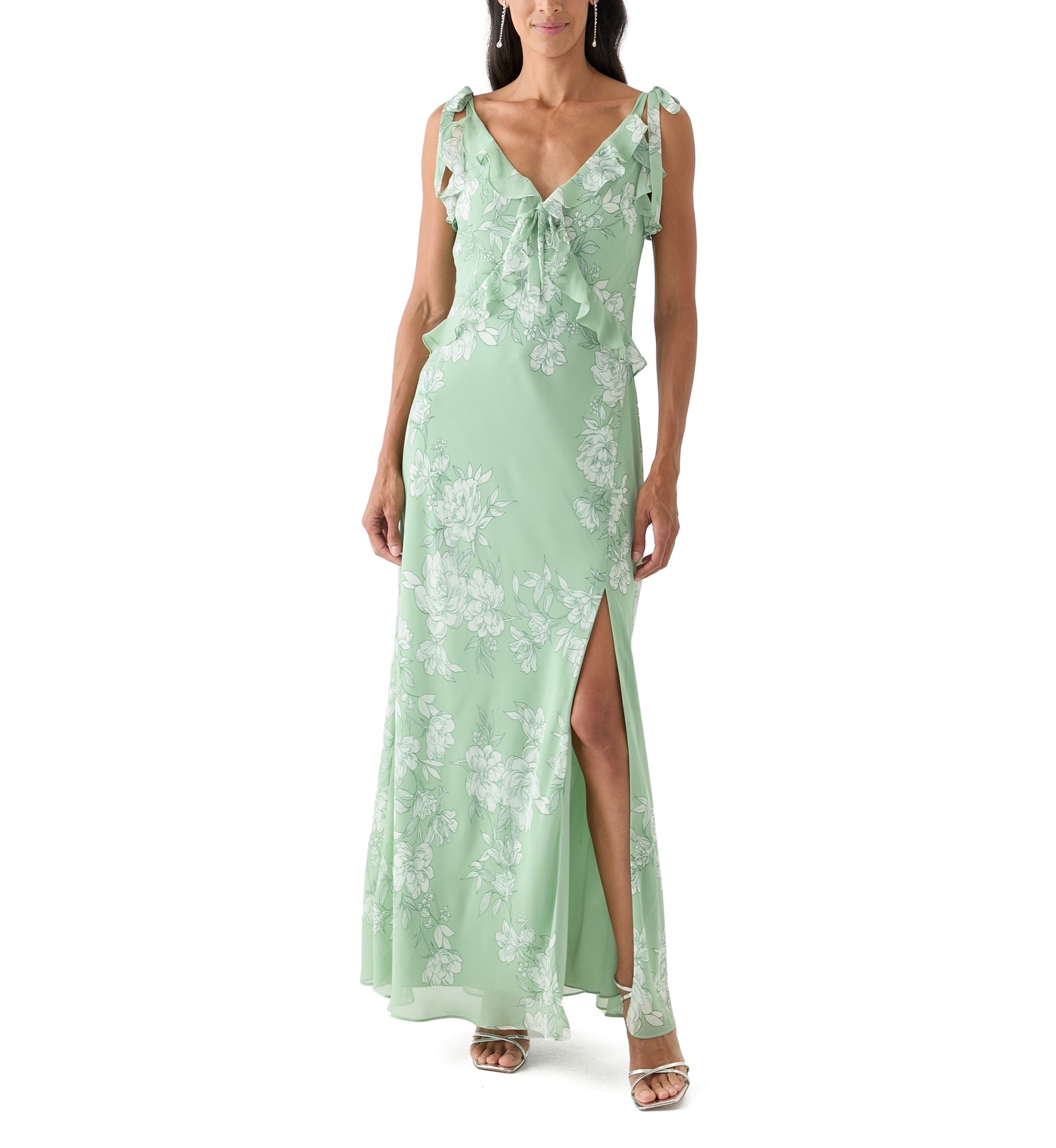 Womens Sleeveless Floral Printed Maxi Dress