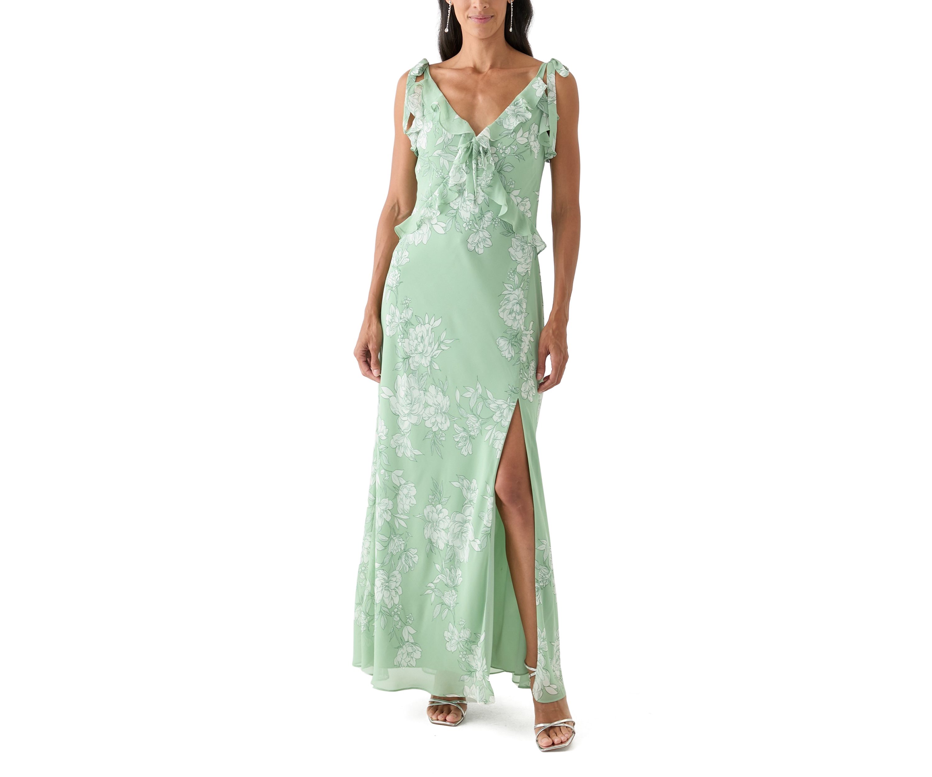 Womens Sleeveless Floral Printed Maxi Dress