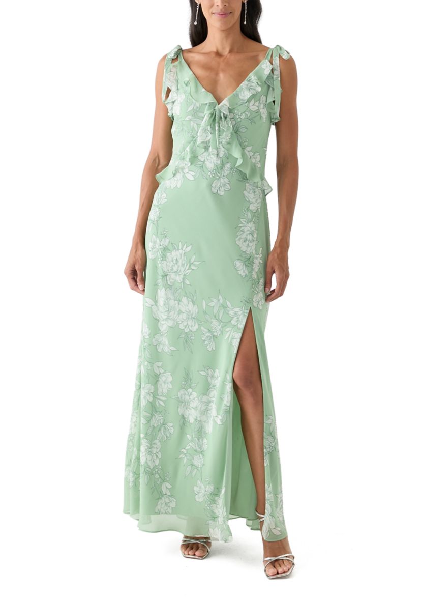 Womens Sleeveless Floral Printed Maxi Dress