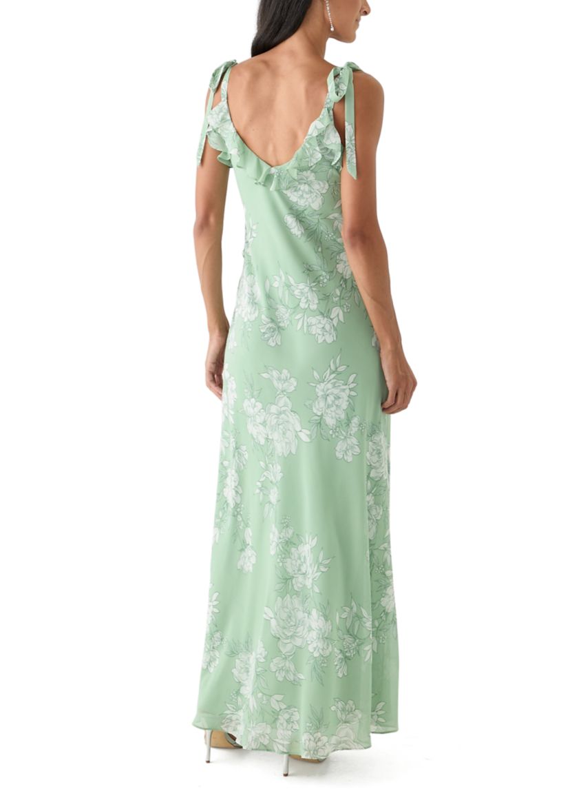 Womens Sleeveless Floral Printed Maxi Dress