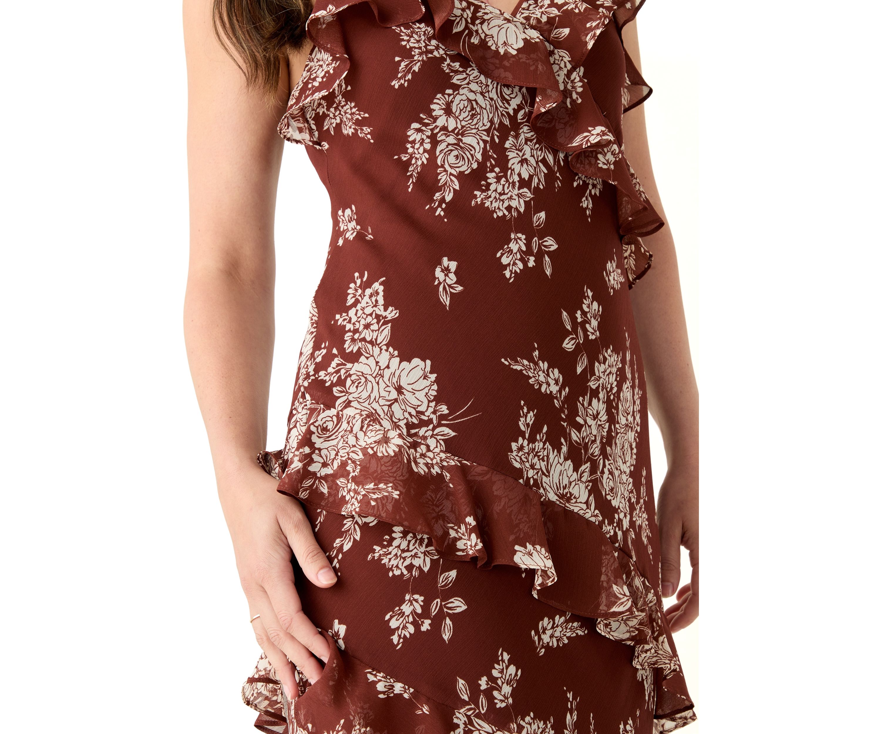 Spaghetti Strap V-Neck Cascading Ruffle Maxi Dress 