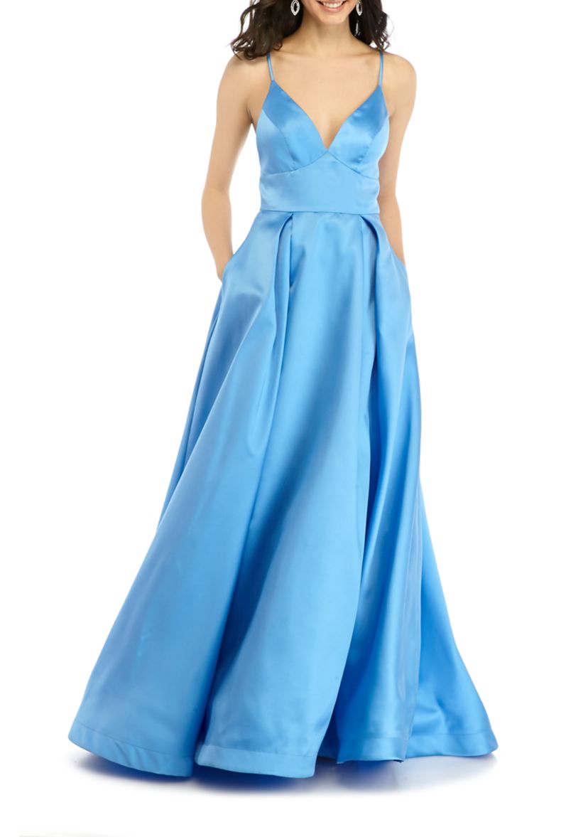 Womens Halter Taffeta Ball Gown