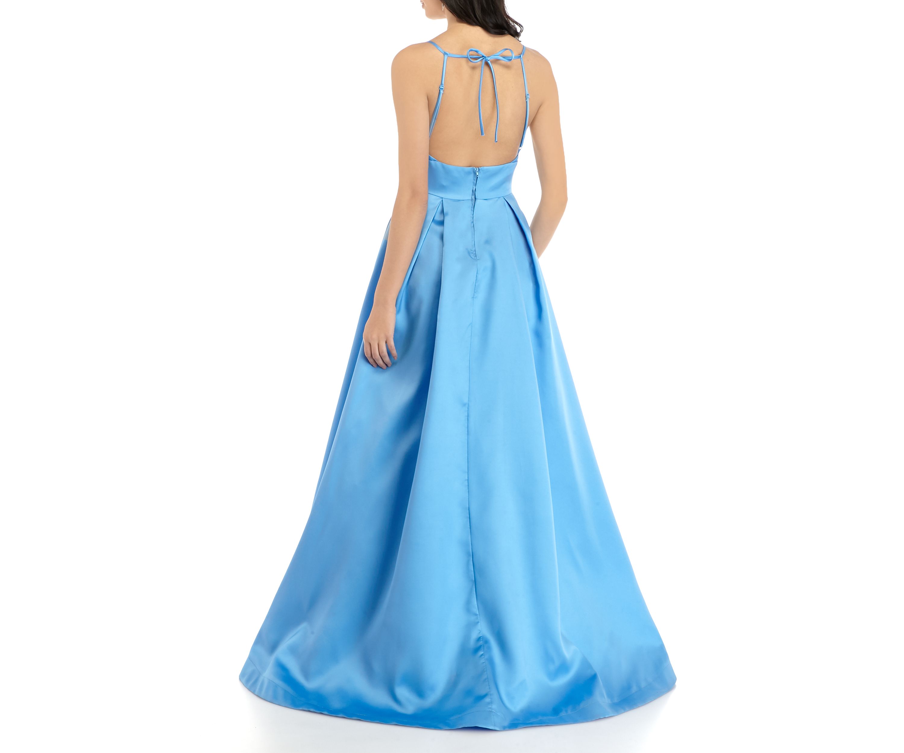 Womens Halter Taffeta Ball Gown