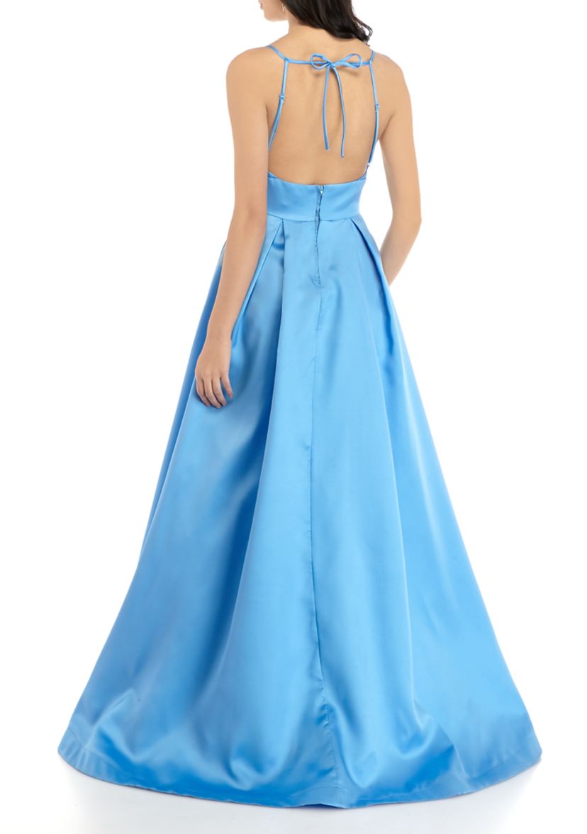 Womens Halter Taffeta Ball Gown