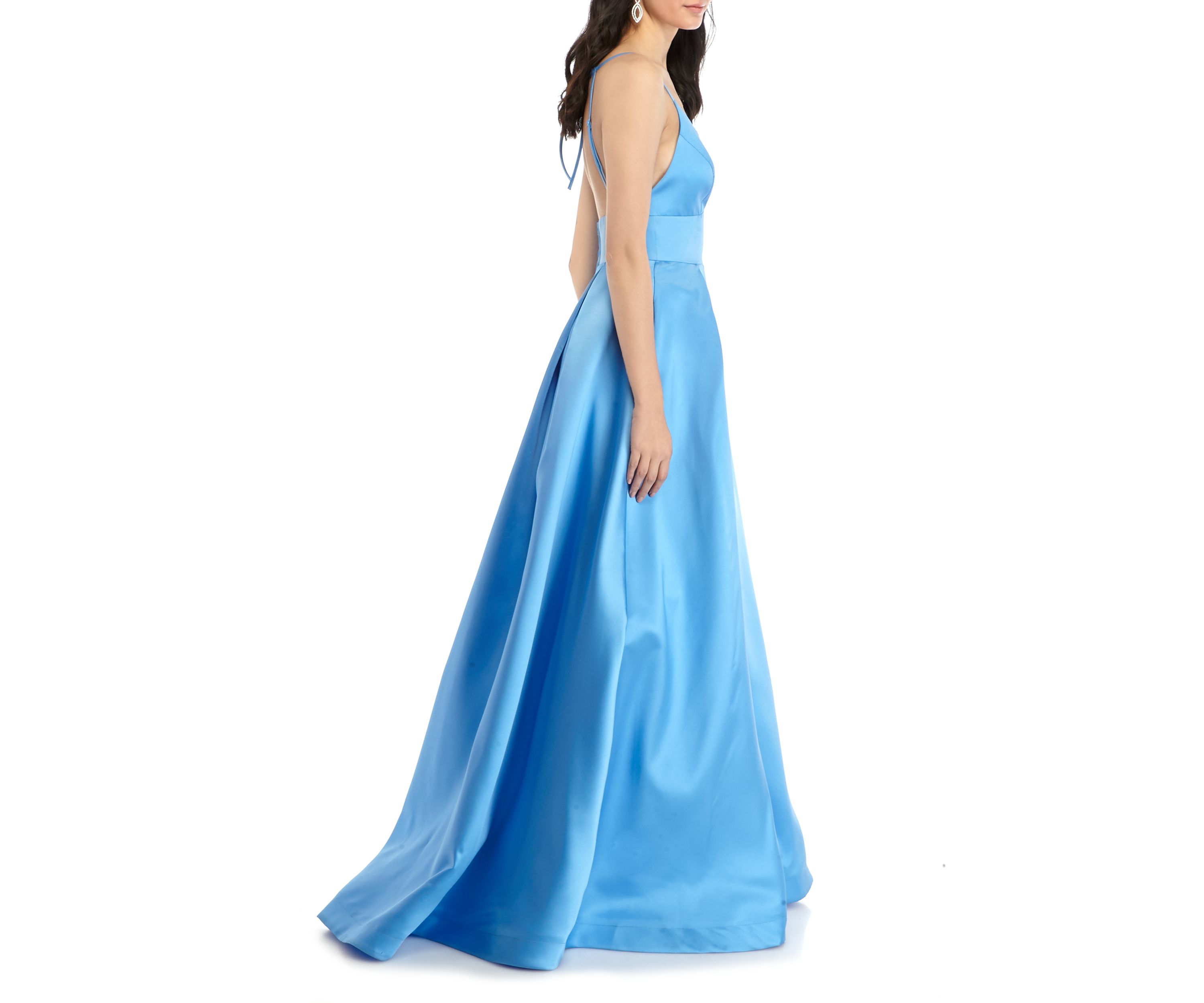 Womens Halter Taffeta Ball Gown