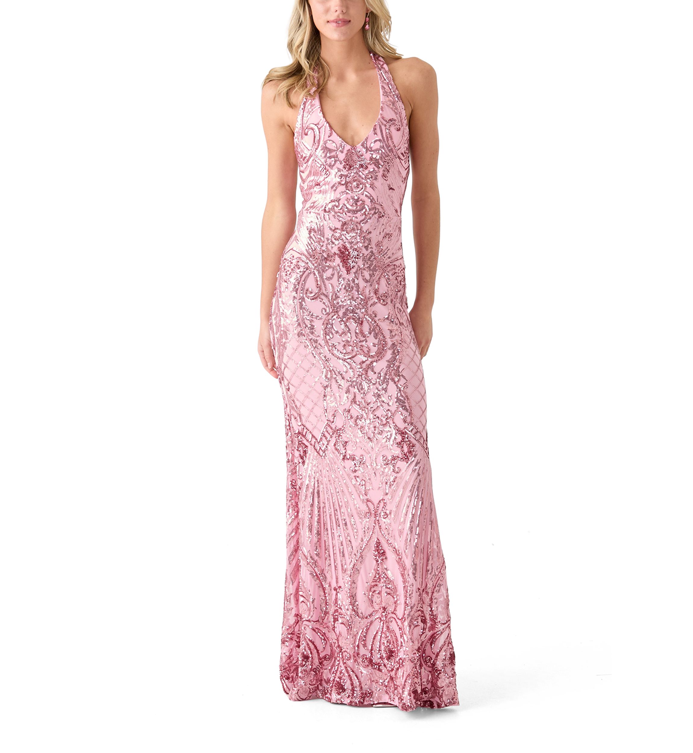 Womens Solid Embellished Gown