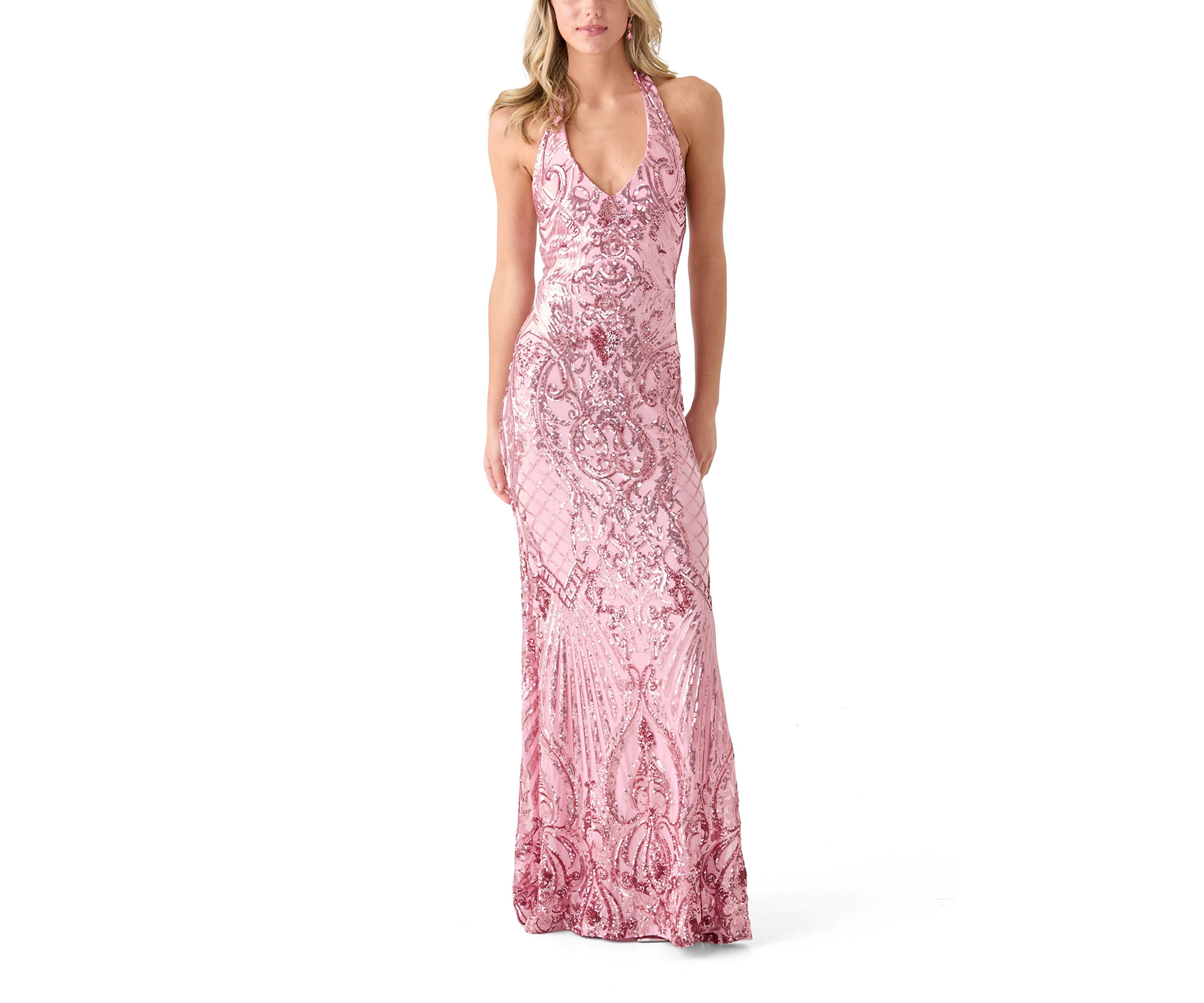 Womens Solid Embellished Gown