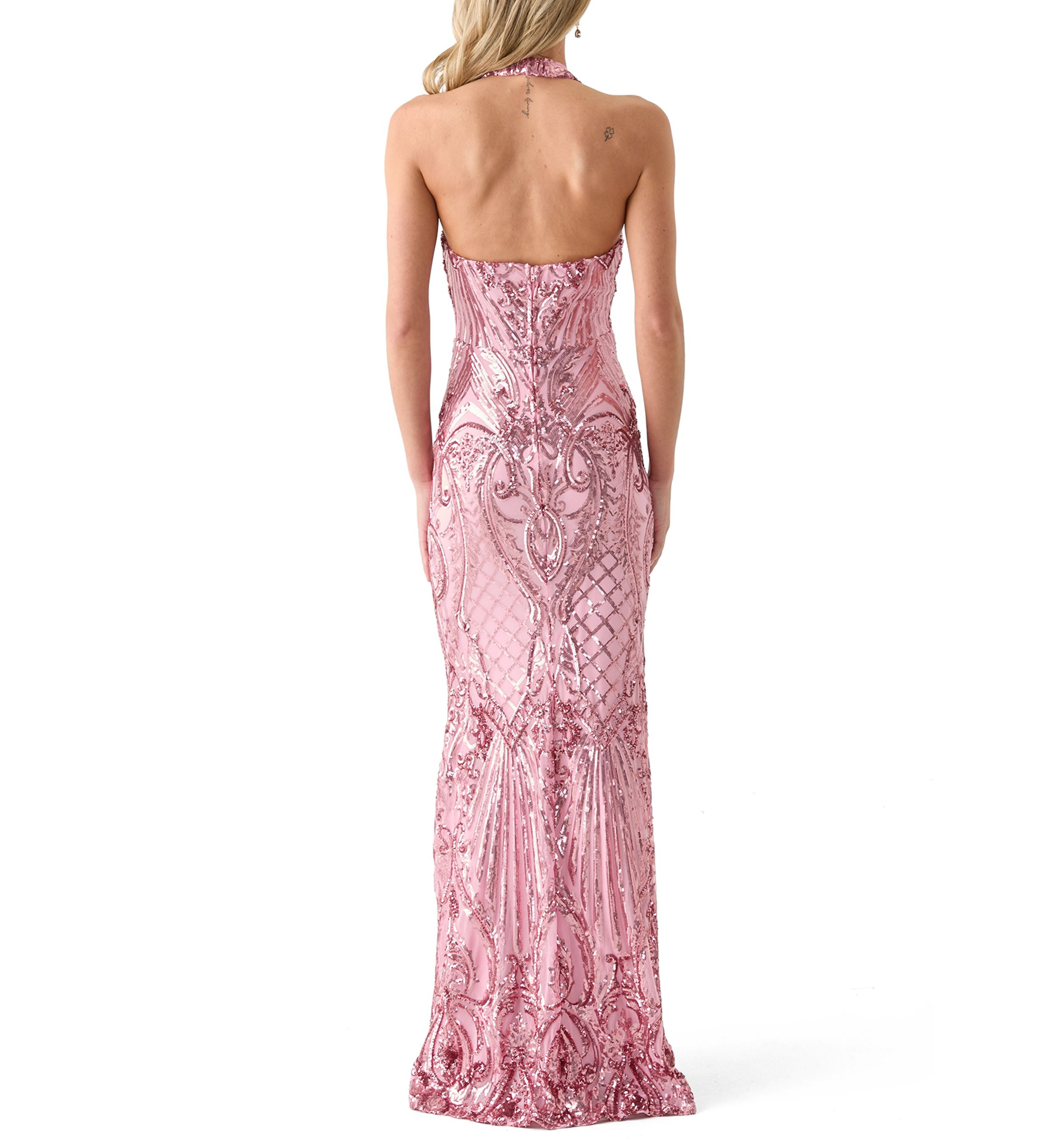 Womens Solid Embellished Gown