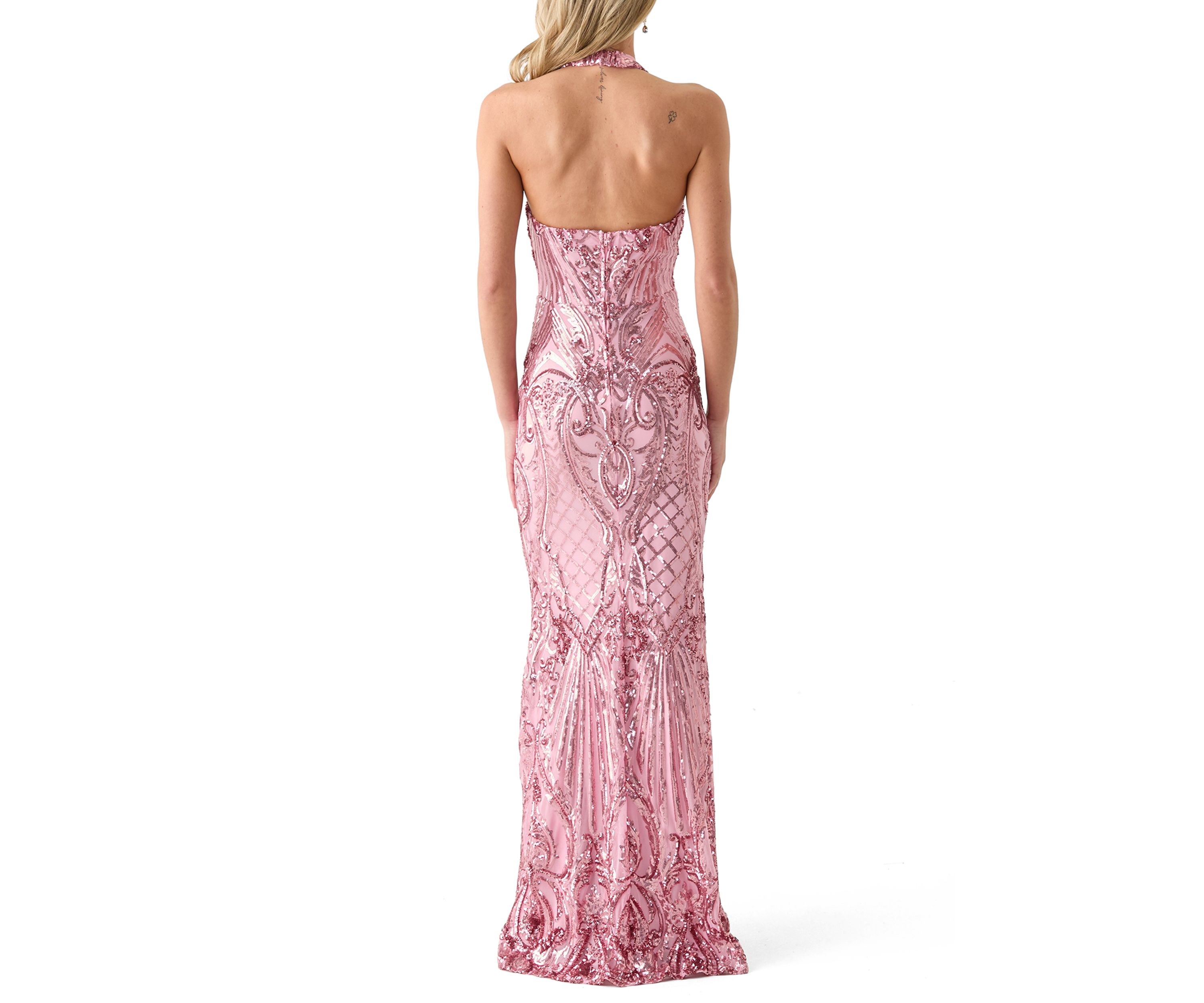 Womens Solid Embellished Gown
