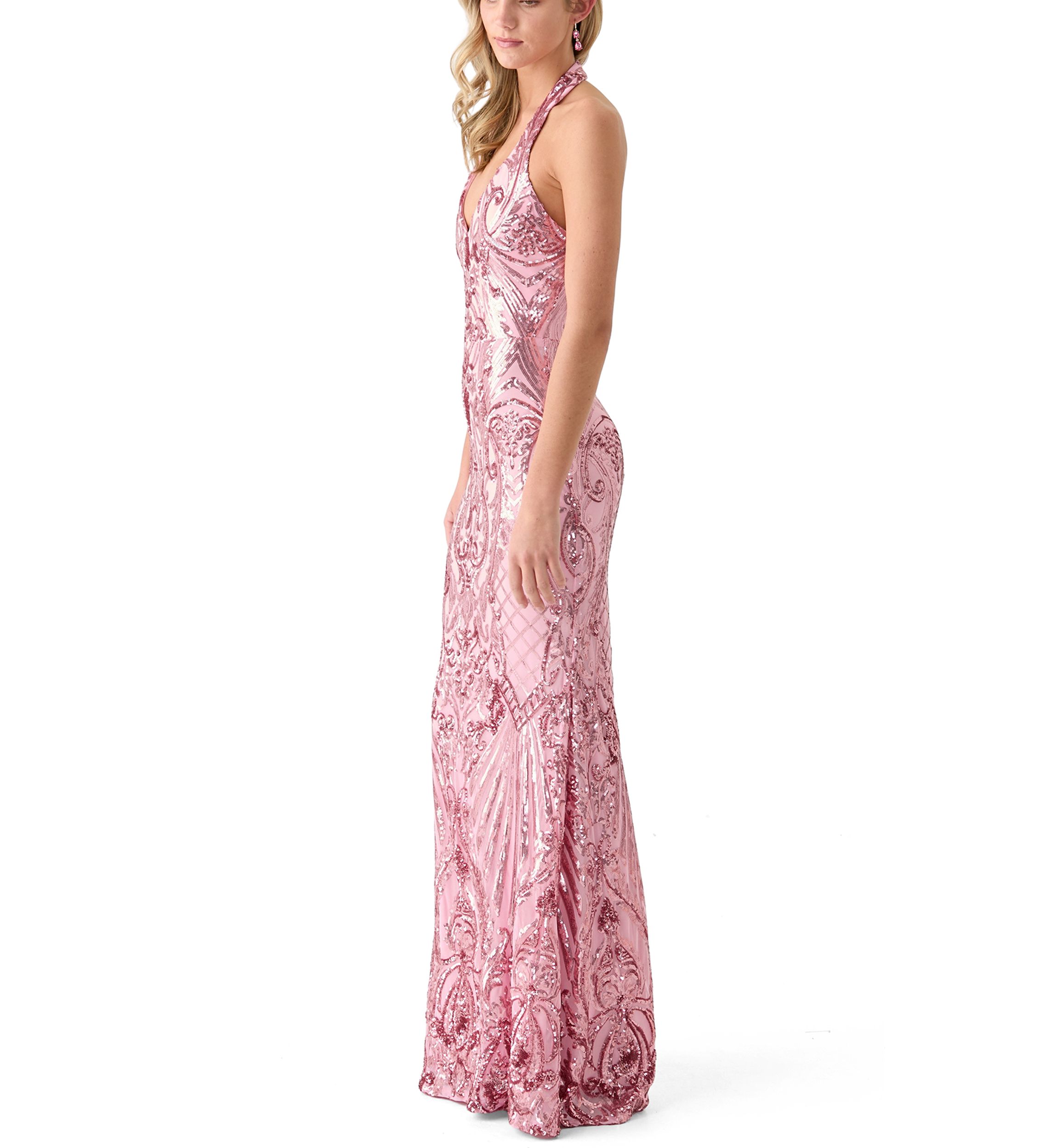 Womens Solid Embellished Gown
