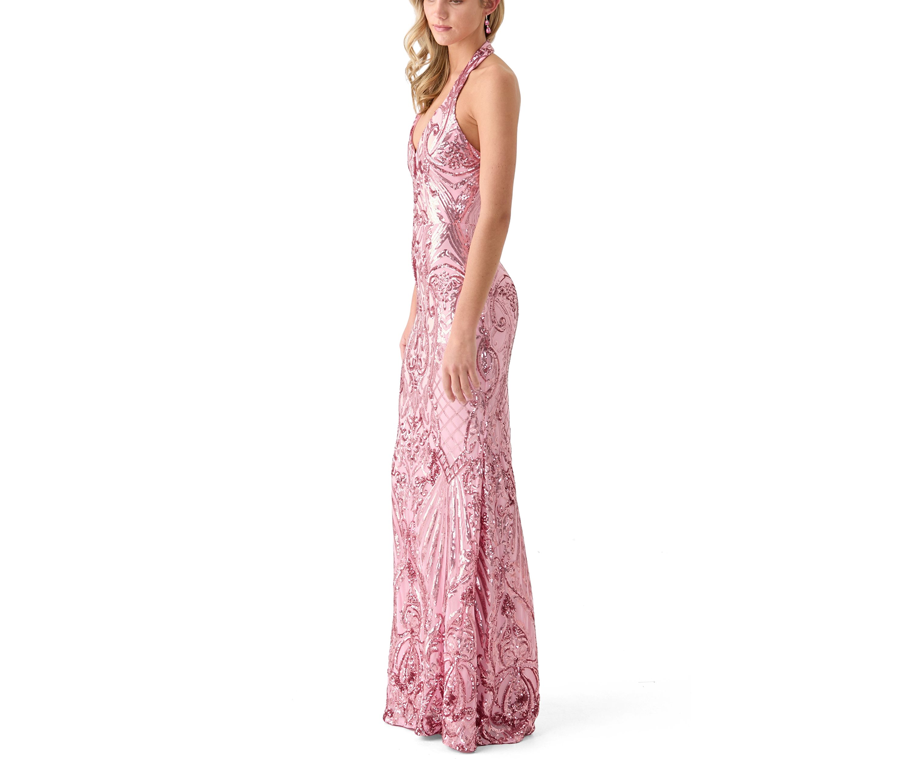 Womens Solid Embellished Gown