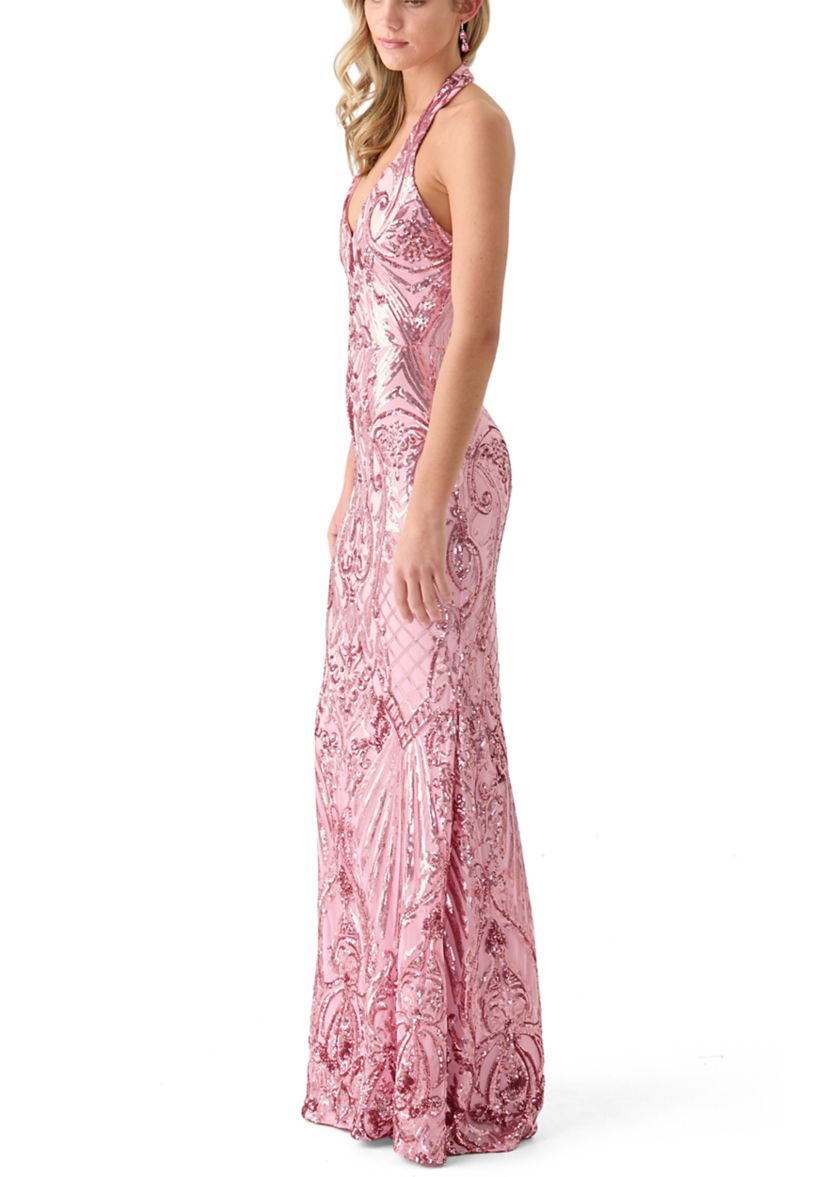 Womens Solid Embellished Gown