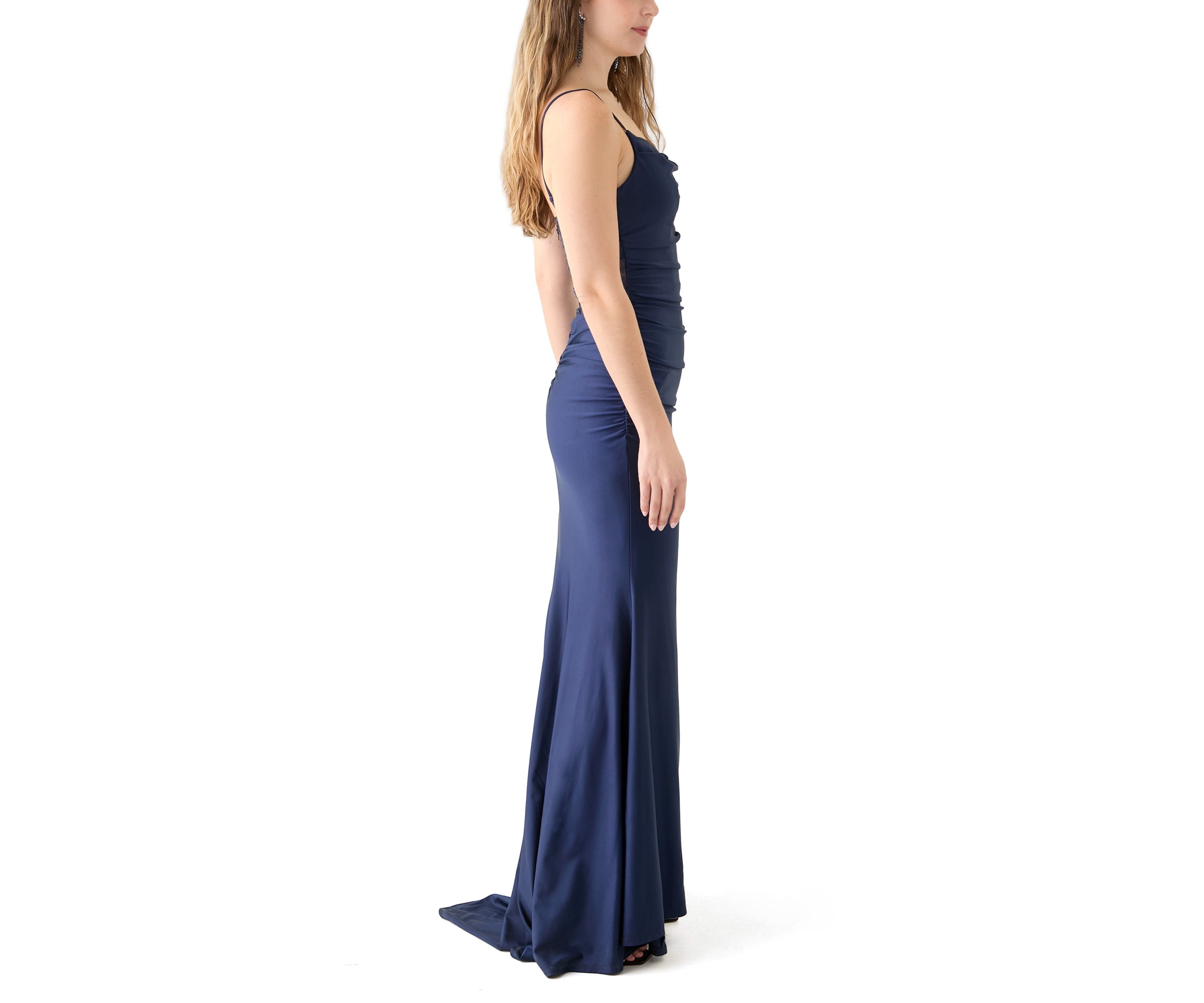 Womens Sleeveless Square Neck Solid Satin Slim Gown