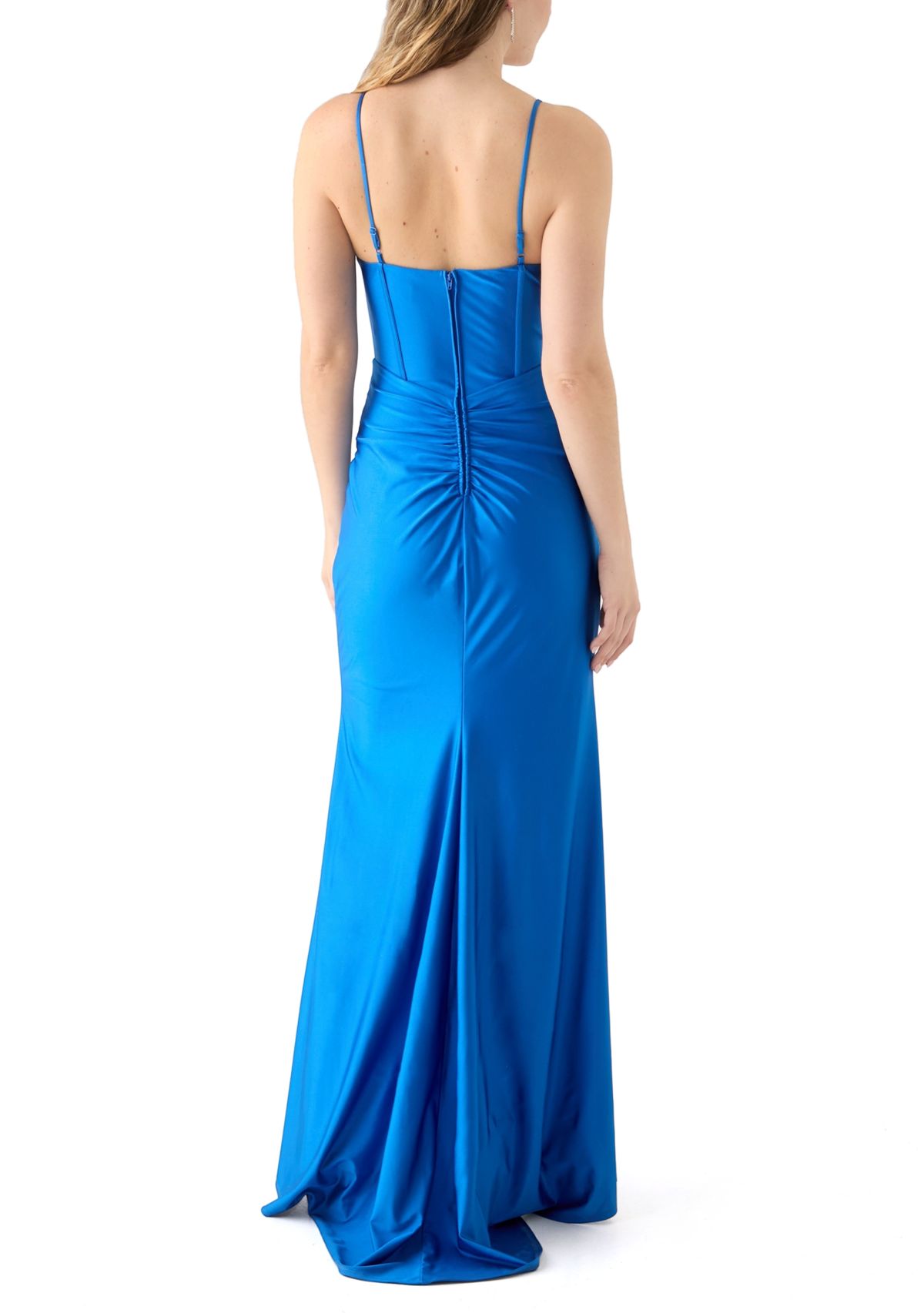 Womens Sleeveless V-Neck Solid Corset Gown