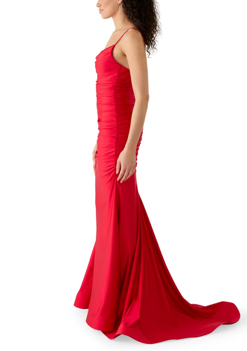 b darlin dresses red B. DARLIN Womens Peplum Strapless Gown Dress, Red, Juniors, 5/6