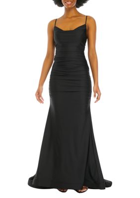 Women's All Over Ruched Shiny Power Slim Gown