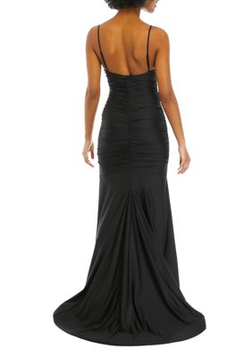 Women's All Over Ruched Shiny Power Slim Gown