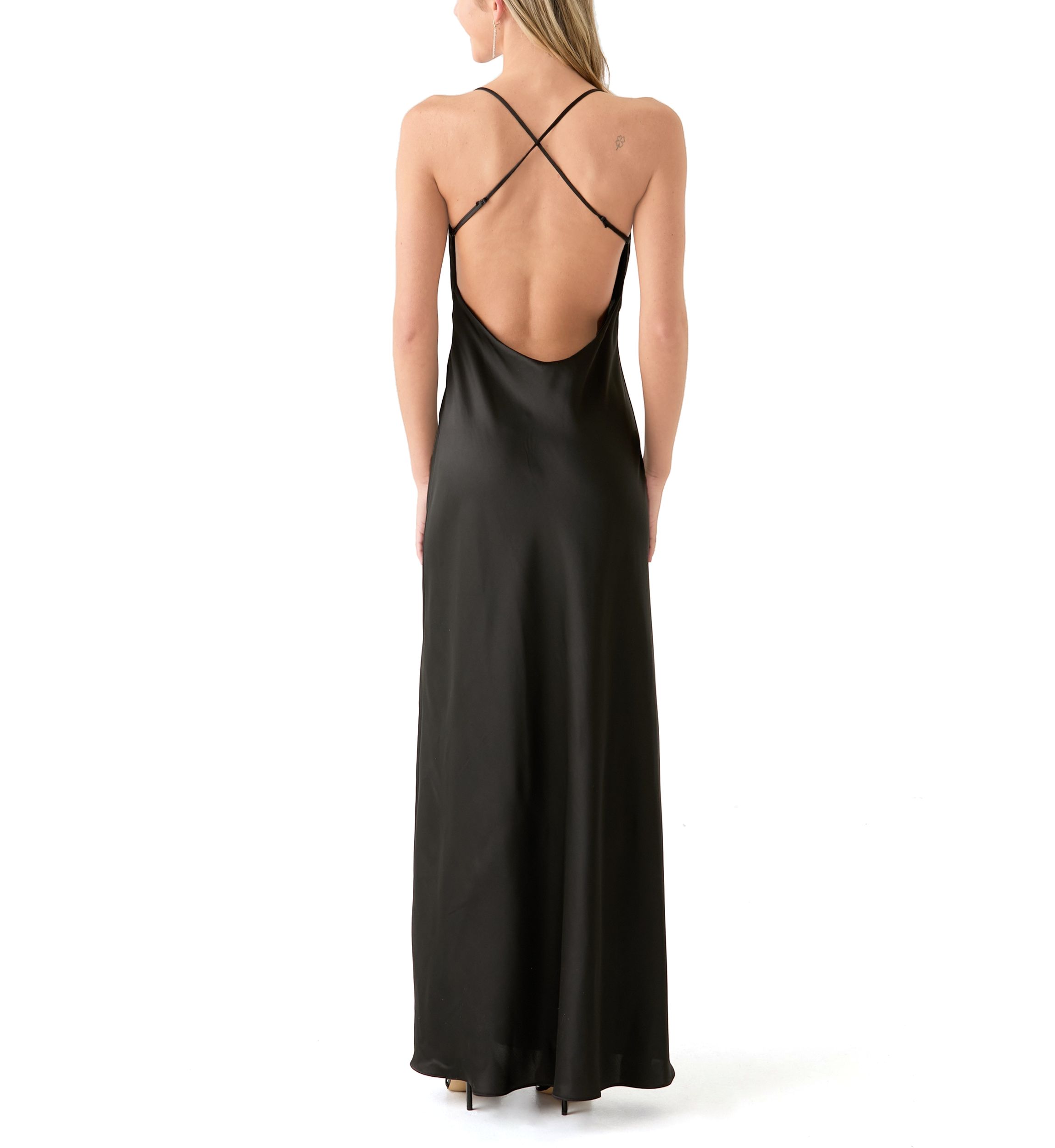 Womens Sleeveless Cowl Neck Solid Gown
