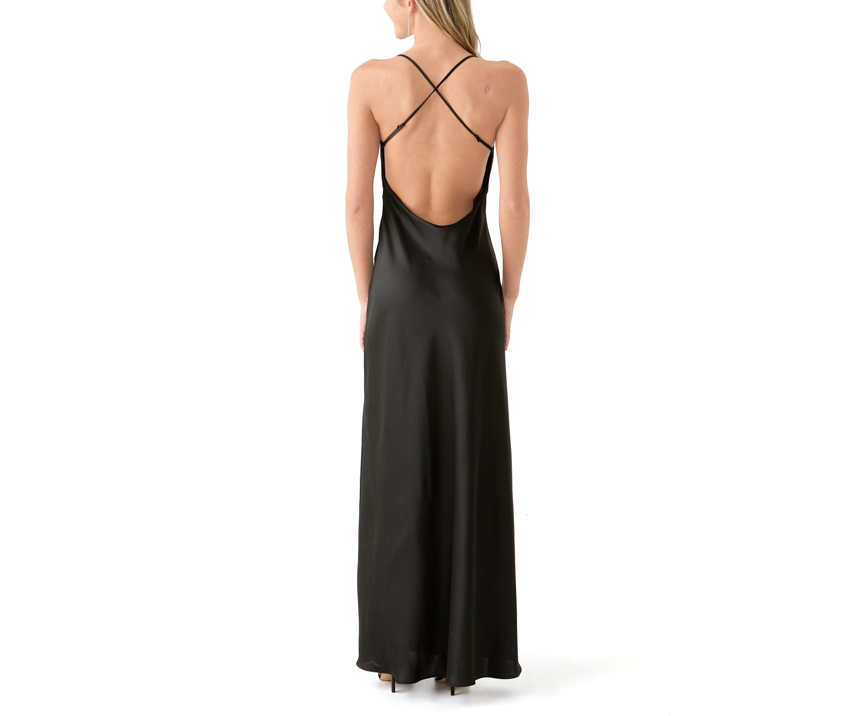 Womens Sleeveless Cowl Neck Solid Gown