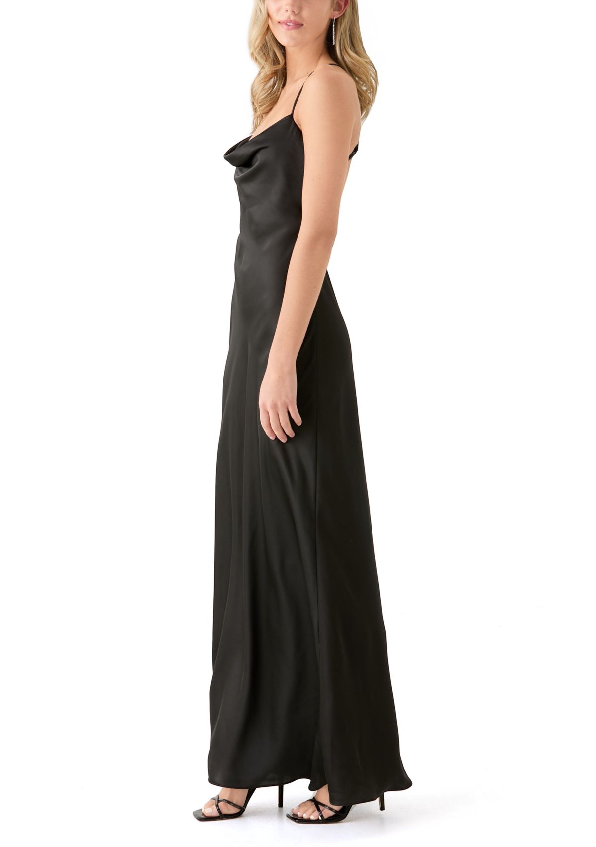 Womens Sleeveless Cowl Neck Solid Gown