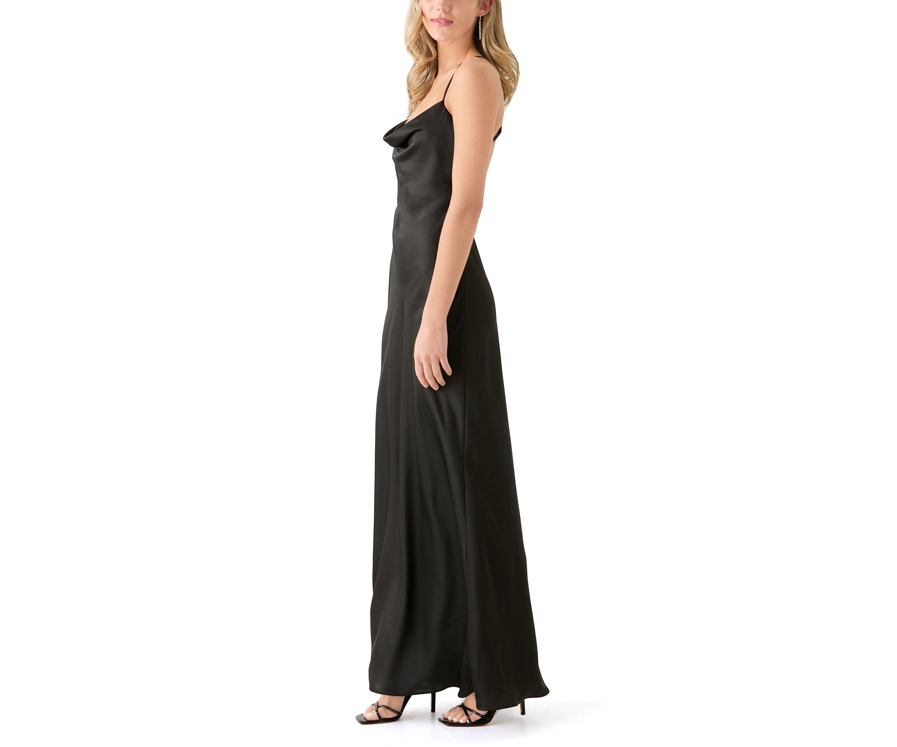 Womens Sleeveless Cowl Neck Solid Gown