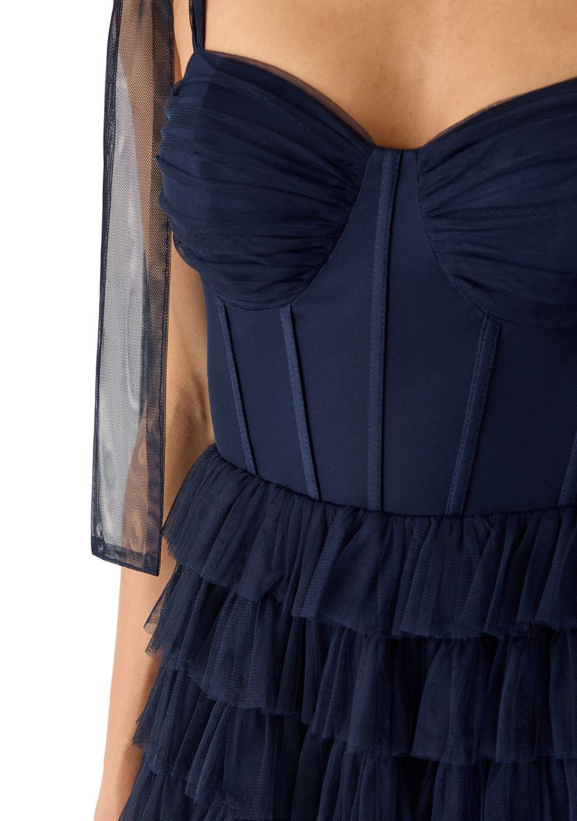 b darlin dresses navy blue B. Women's Sleeveless Tie Shoulder Tiered Ruffle Mesh Gown Youll find versatile wardrobe Nightgowns & Sleepshirts Antonio Melani Susie Cotton Buckle Color:Dull Nickel