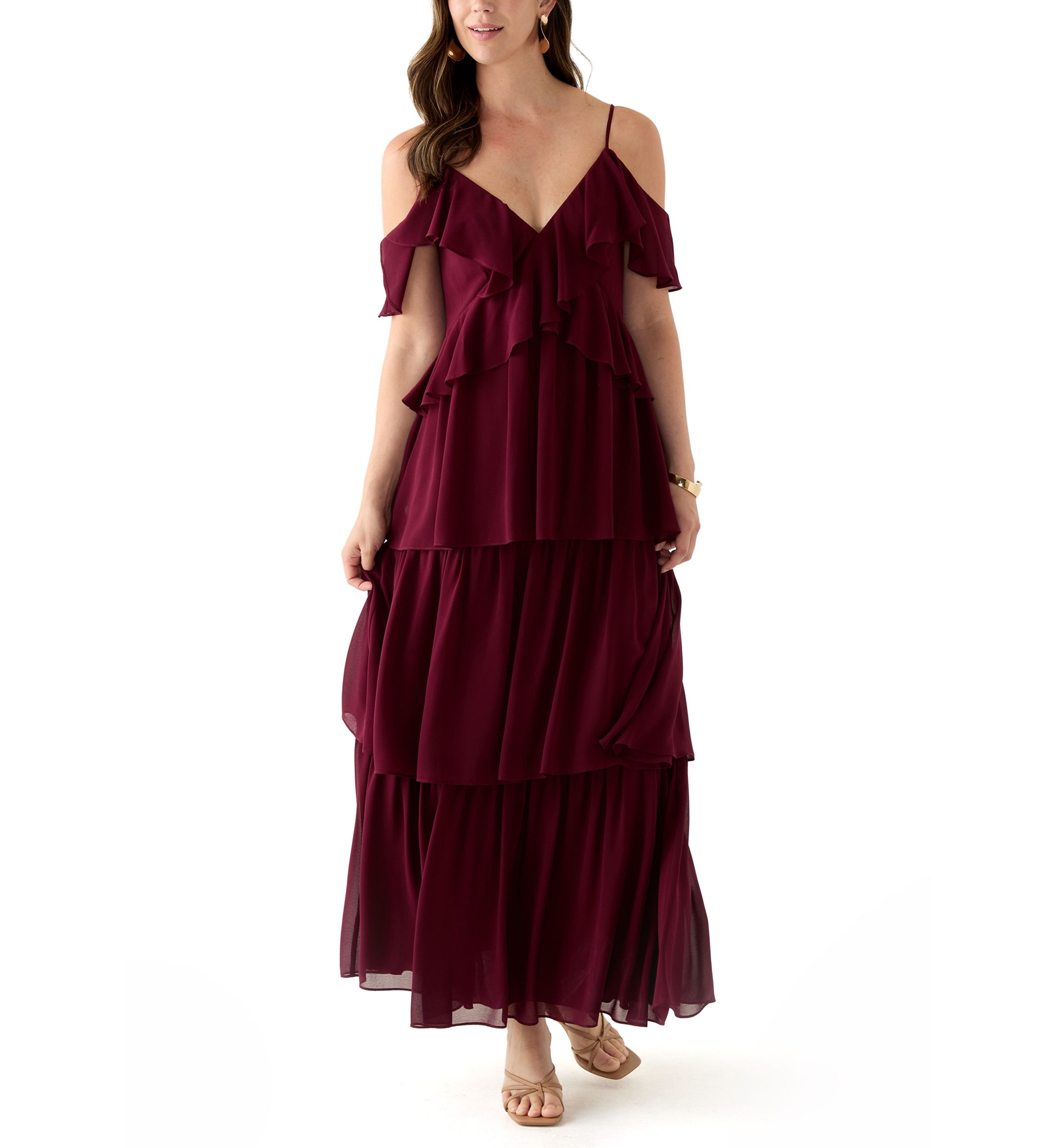 Spaghetti Strap Ruffle Maxi Dress 
