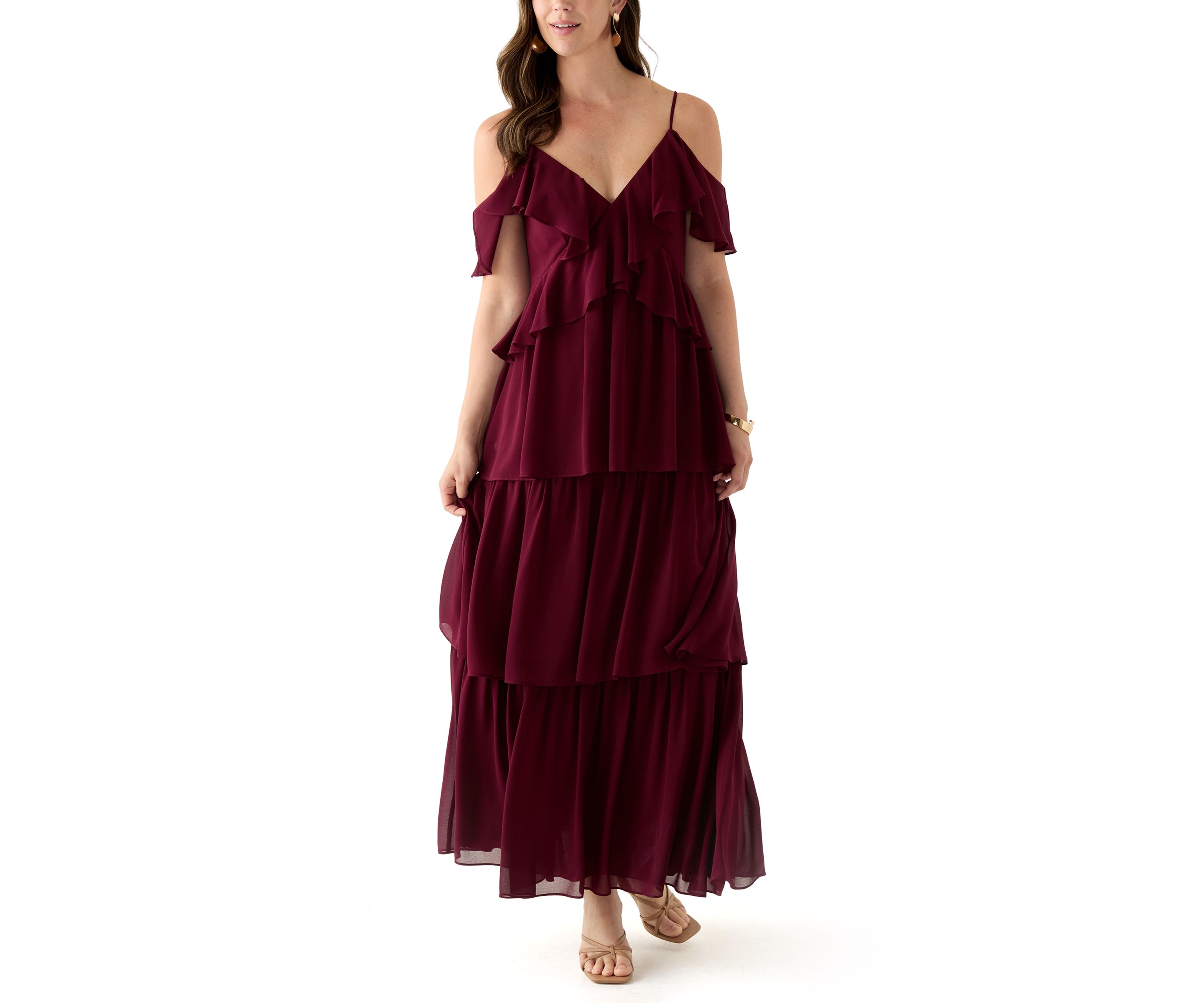Spaghetti Strap Ruffle Maxi Dress 
