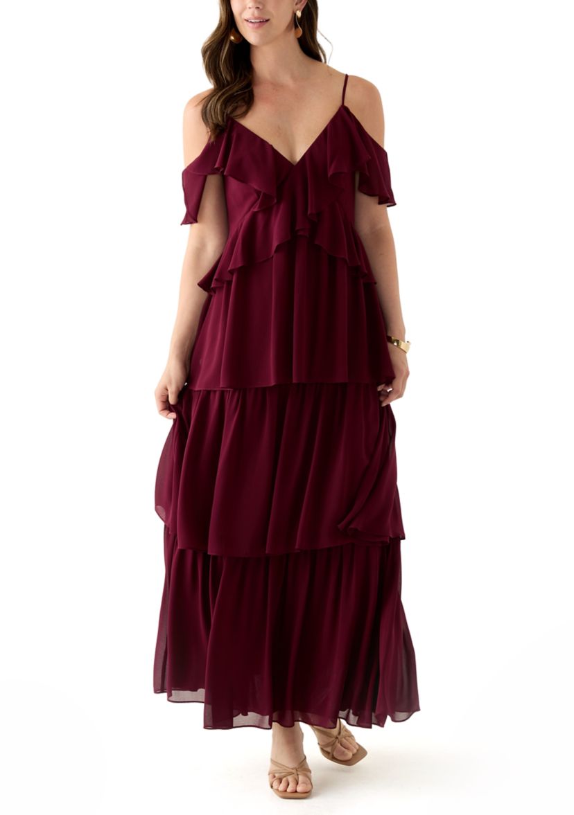 Spaghetti Strap Ruffle Maxi Dress 