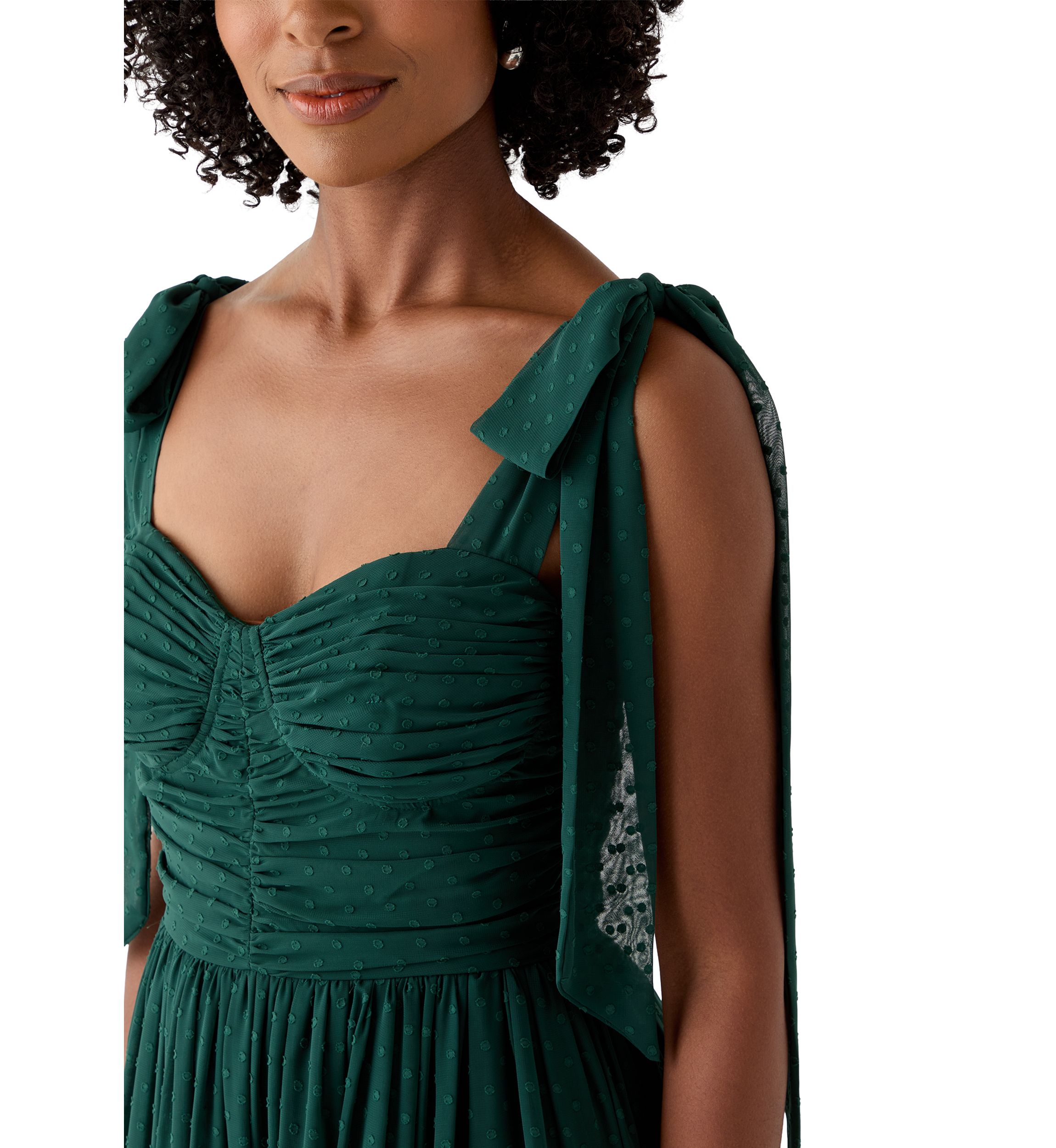 Womens Sleeveless Tie Shoulder Ruffle Tiered Midi Dress