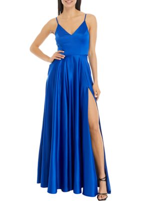 Women's Satin Slip Dress With Slit