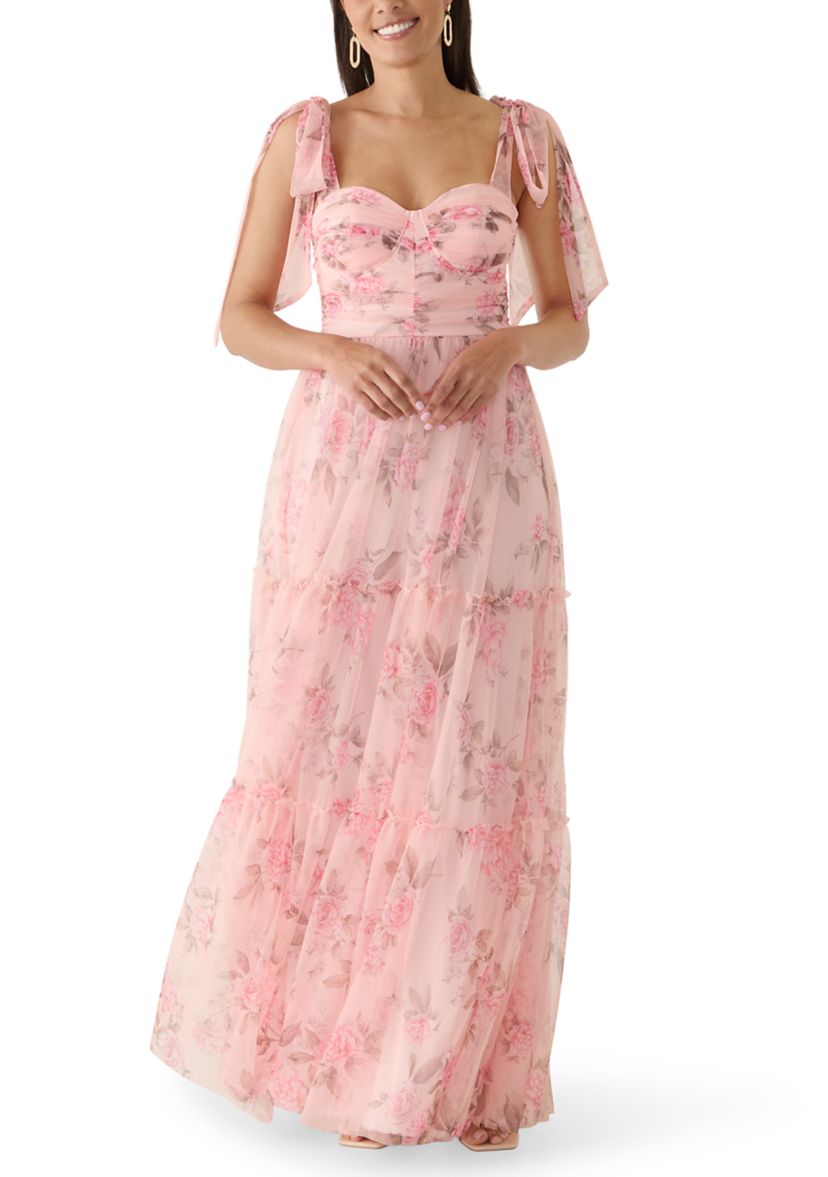 misha sisal one-shoulder twist mesh maxi dress Misha Sisal Mesh Maxi Dress - Orchard Pink