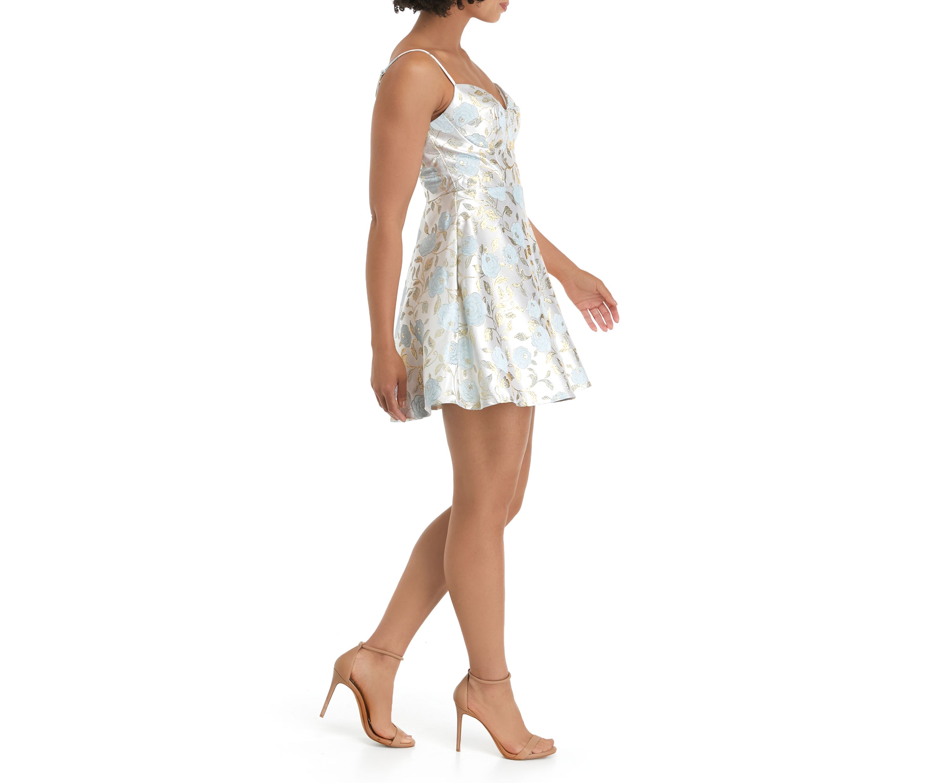 Floral Jacquard Fit and Flare  Dress