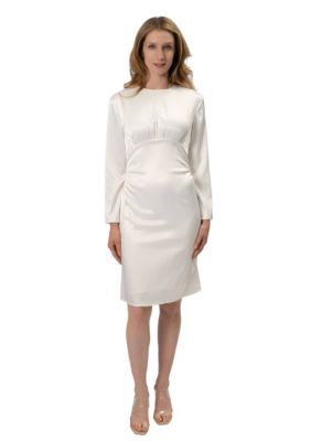 AREA STARS Women's Long Sleeve Seam Short Dress, White