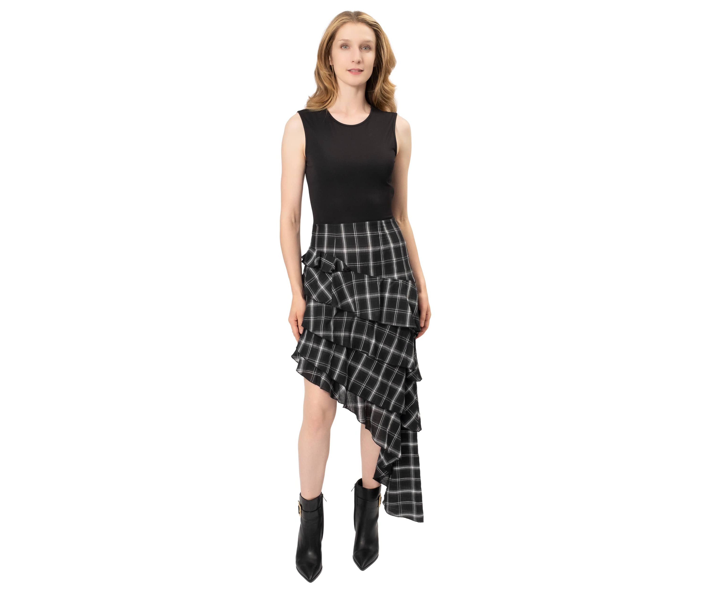 Assymetrical Plaid Dress