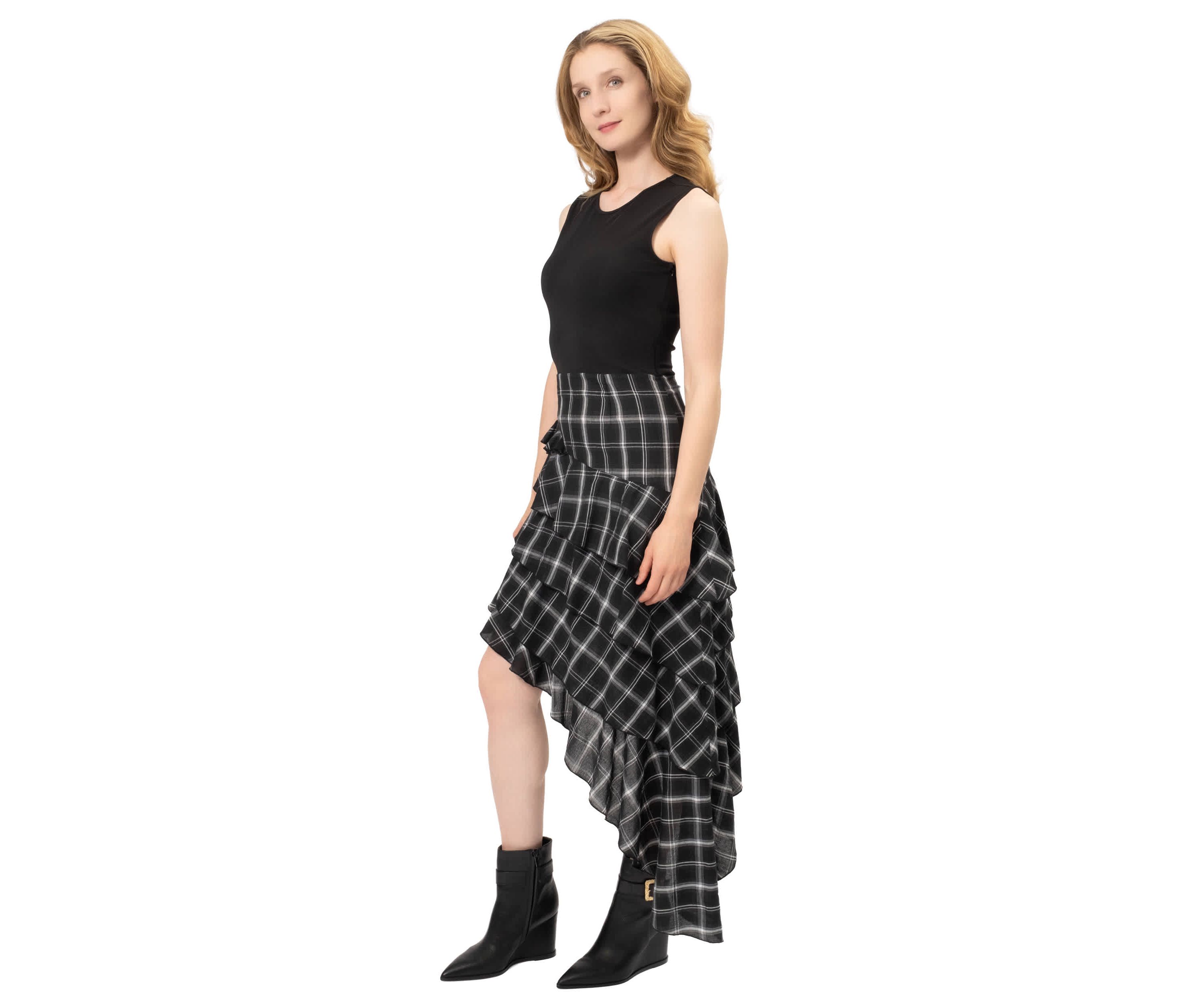 Assymetrical Plaid Dress