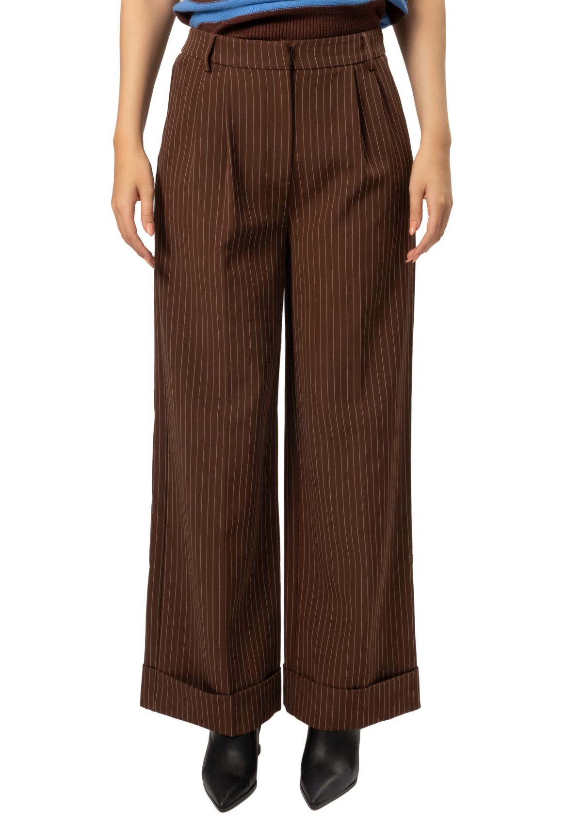 Quinn Pinstripe Wide Leg Pants