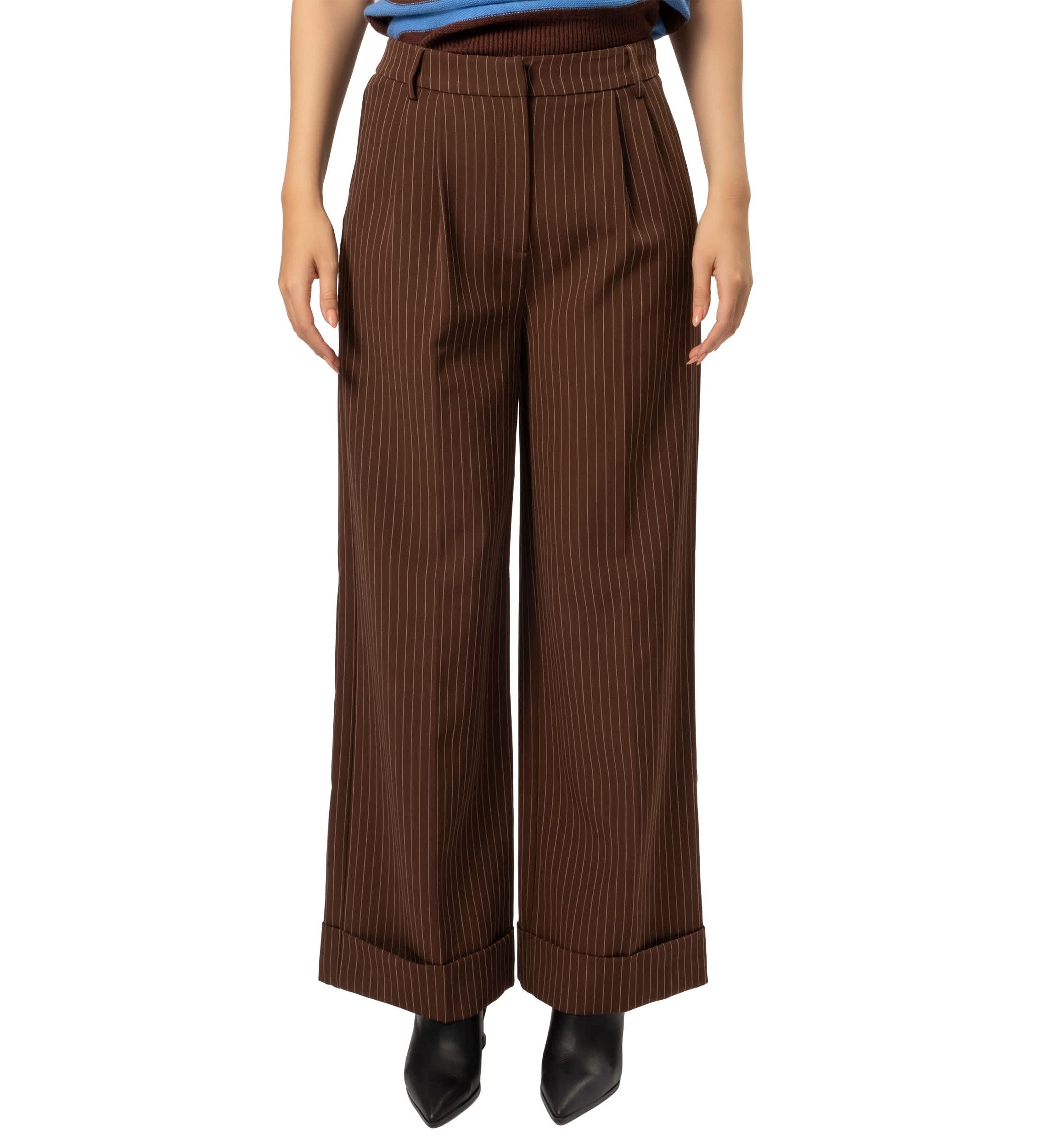 Quinn Pinstripe Wide Leg Pants