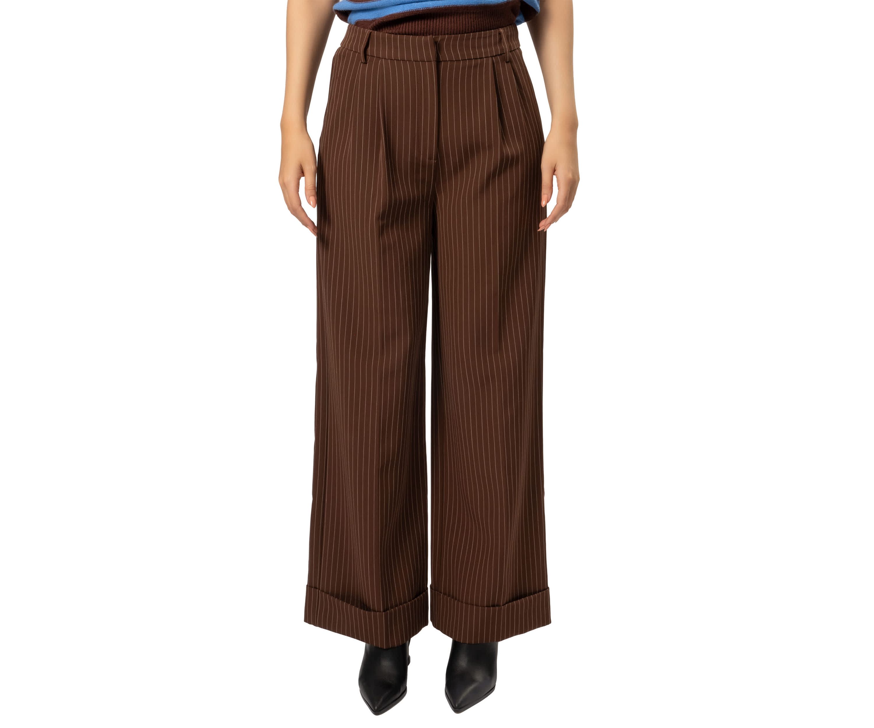 Quinn Pinstripe Wide Leg Pants