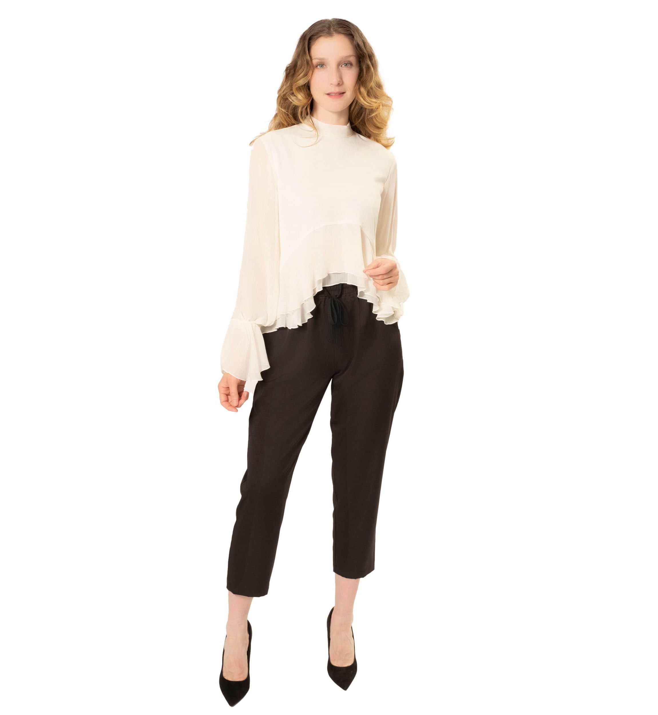 RUFFLE TRIM BLOUSE